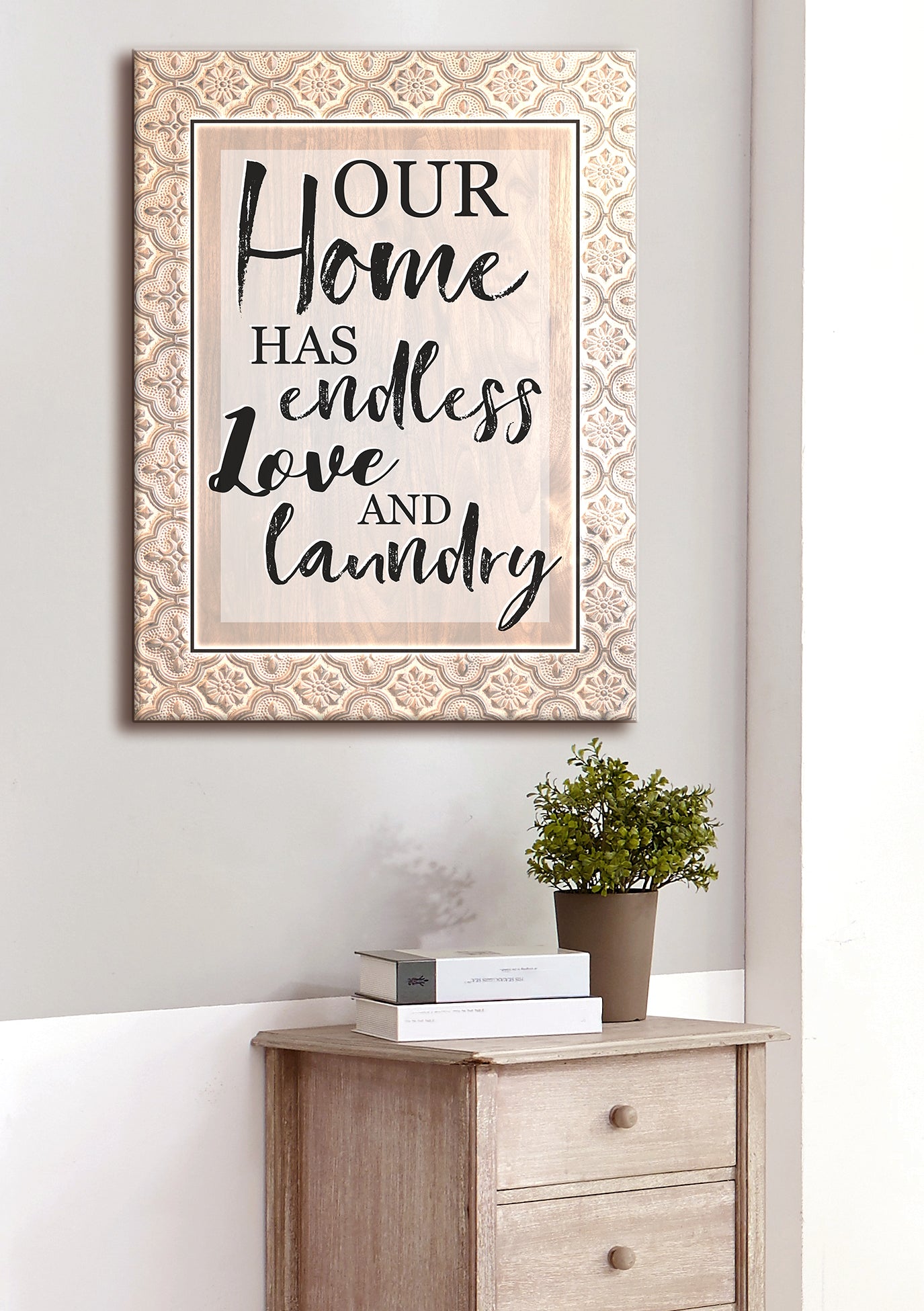 Special Offer! High - quality Wood - framed Home Wall Art: Our Home Has Endless Love And Laundry, Ready To Hang