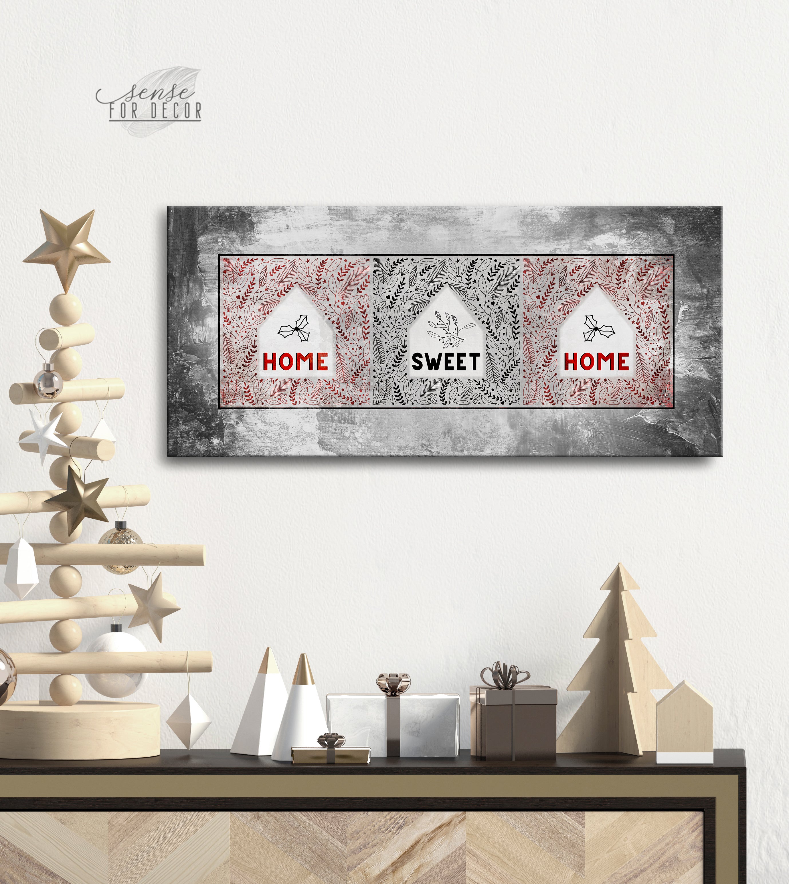 Exclusive Holiday Wall Art - 'Home Sweet Home' with Wood Frame, Ready to Hang! Buy 2, Save 20%