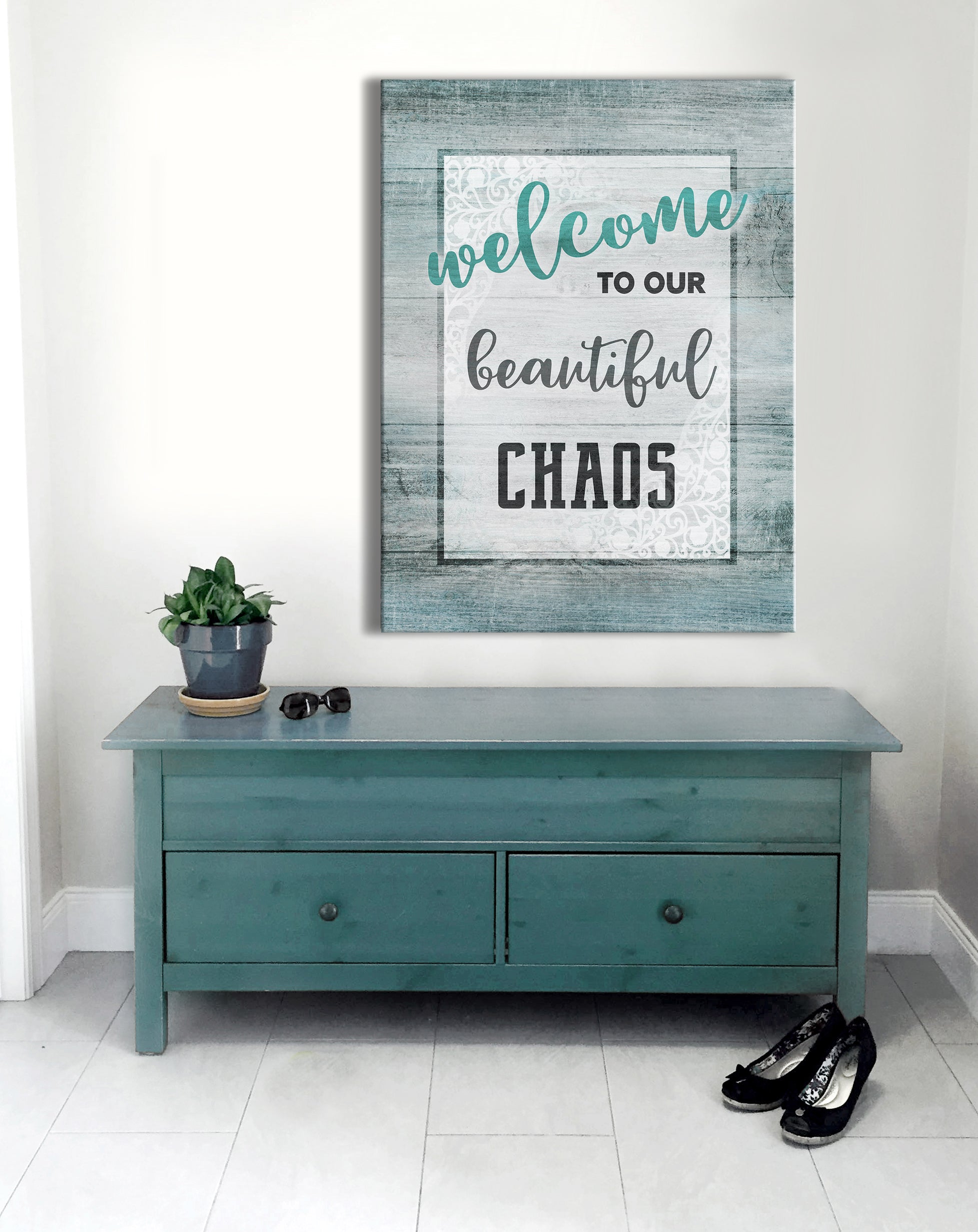 High - Quality Wood - Framed Wall Art: Welcome To Our Beautiful Chaos V2 (Ready To Hang)