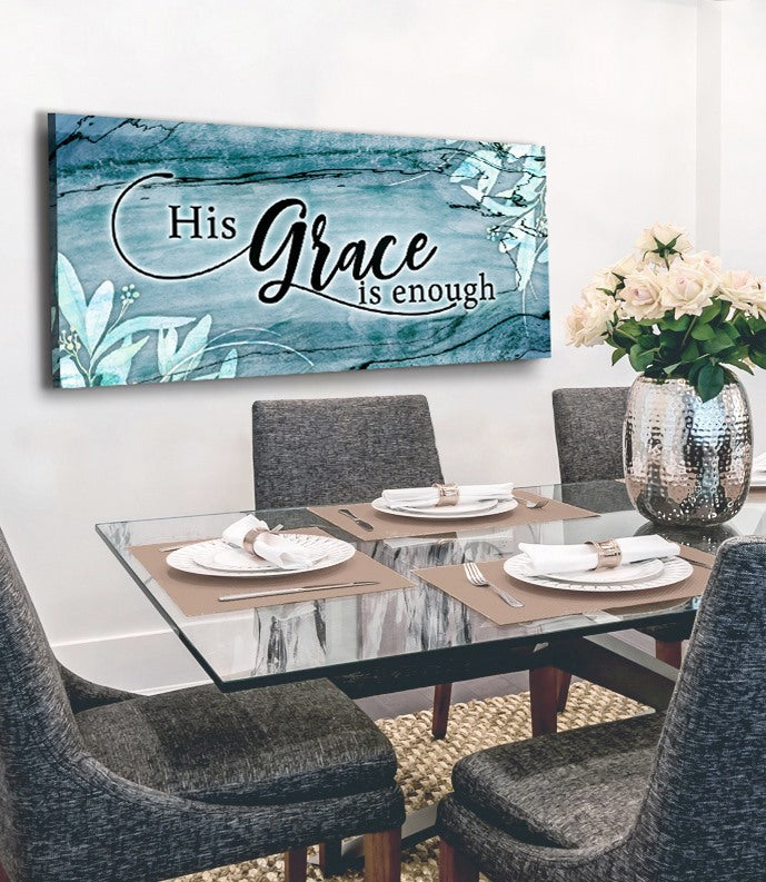 Hot Sale! Christian Wall Art - 'His Grace Is Enough' with Wood Frame, Ready to Hang