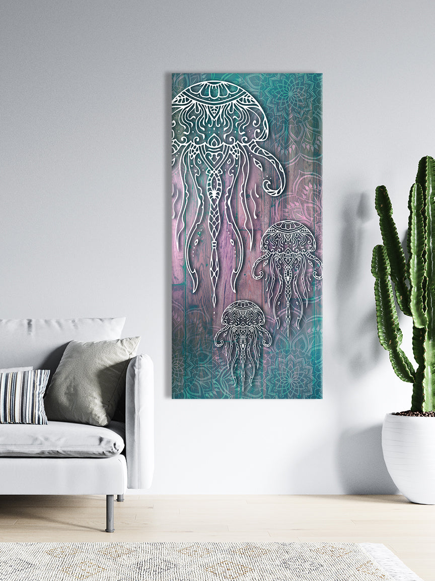 Boho Jellyfish Home Wall Art: Wood Frame, Ready to Hang - Buy 2, Save 20%