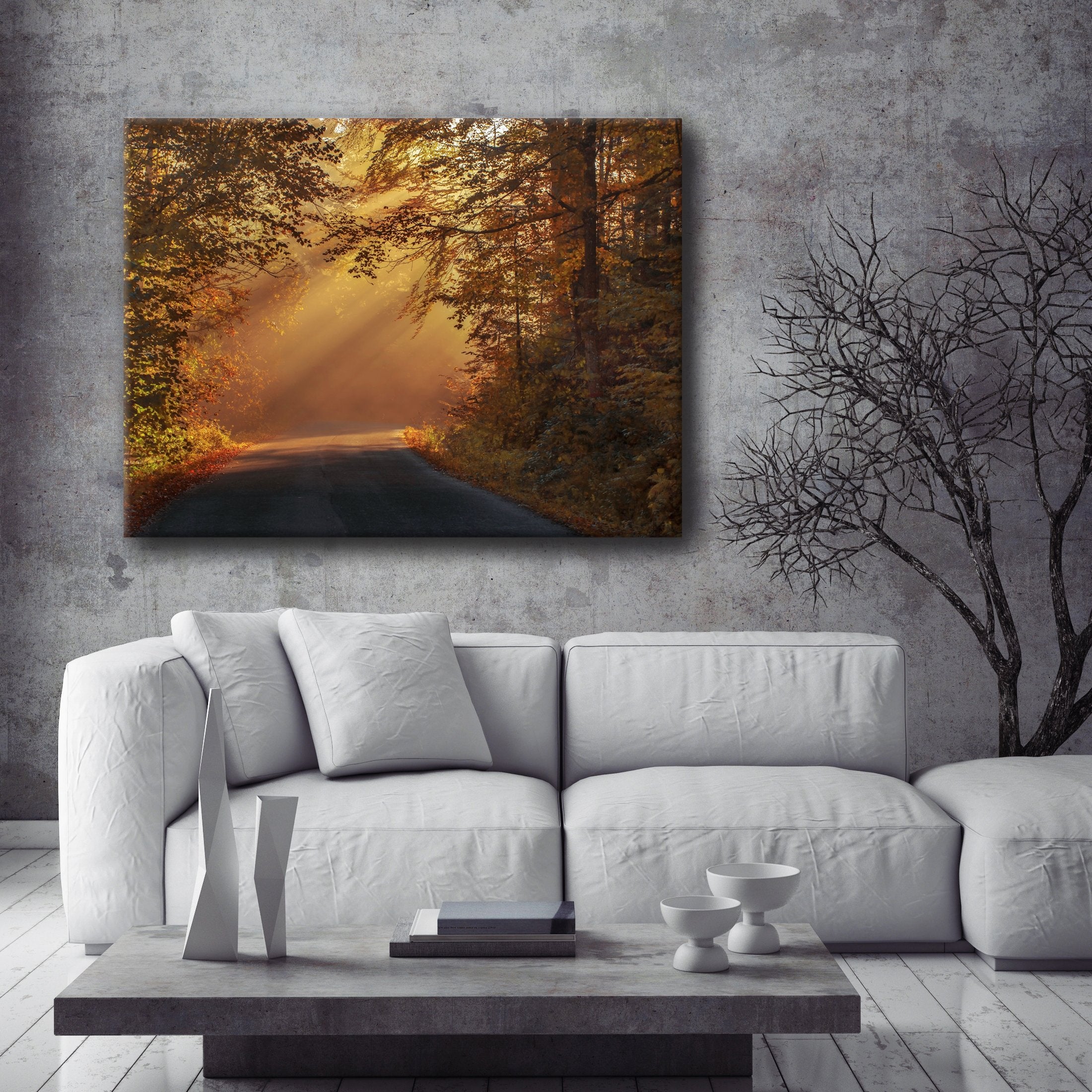Ready-to-Hang Wood Frame Road Wall Art: Sun Glow Street