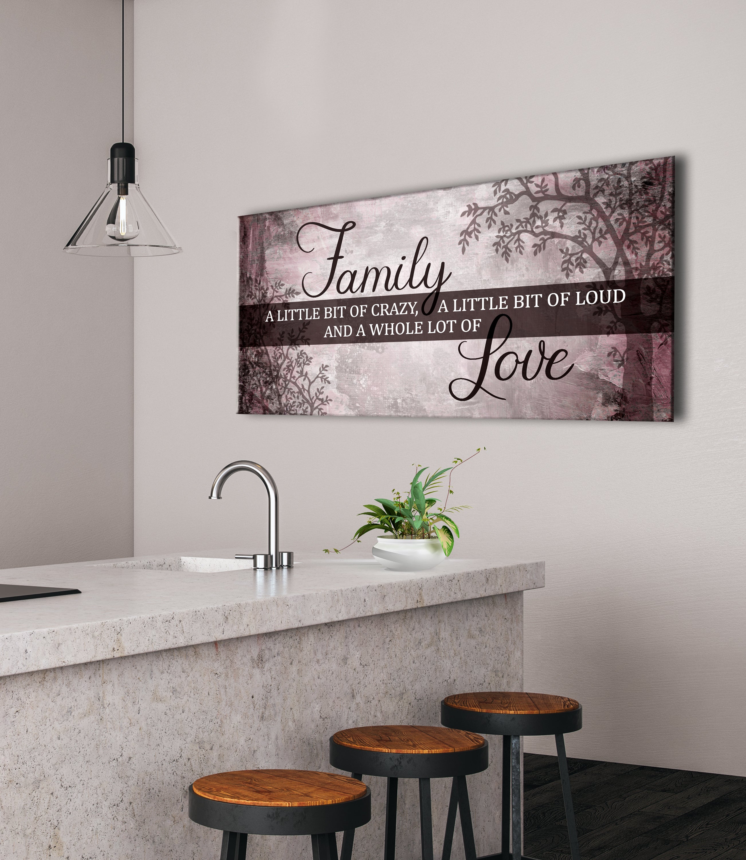 Exclusive Family Wall Art: Crazy Family Design V7 with Wood Frame, Ready to Hang - Buy 2 Save 20%