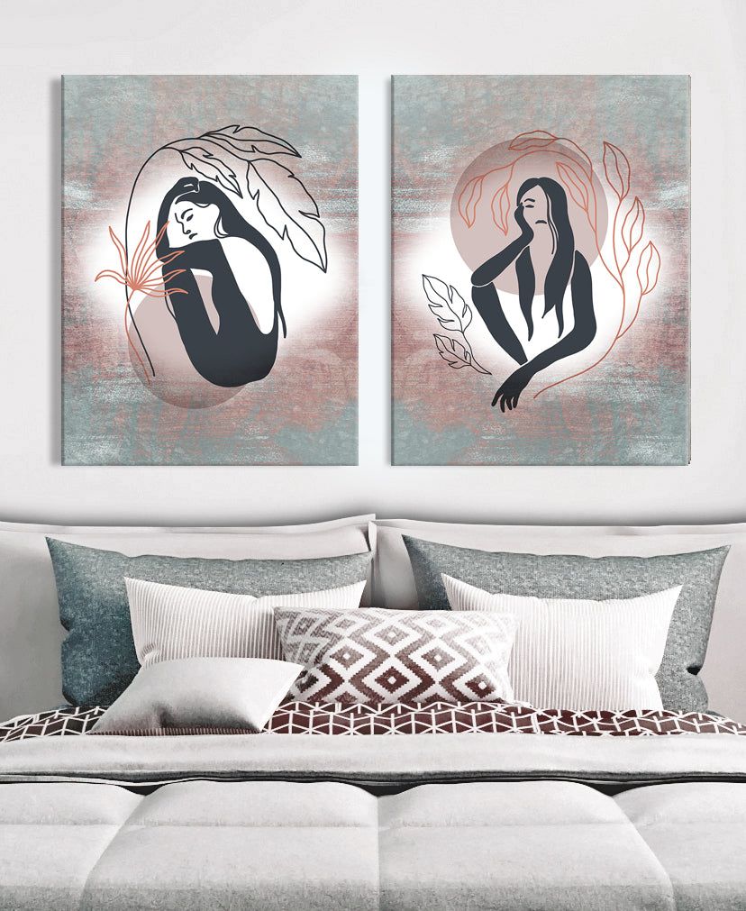 Exclusive 2-Piece Woman Wall Art Set (Wood Frame, Ready to Hang)