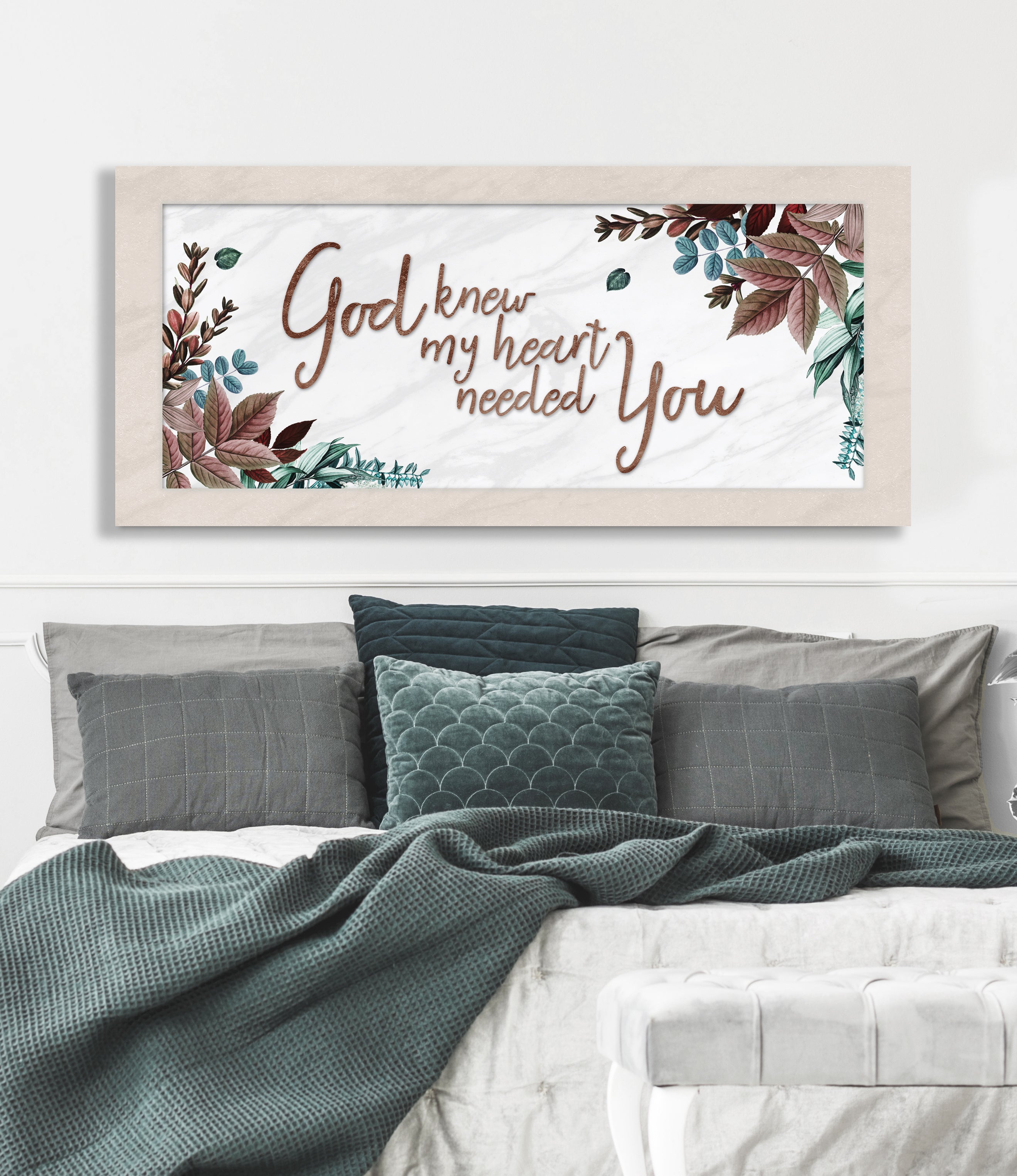 Hot! Christian Wall Art: God Knew My Heart Needed You V7 (Ready-to-Hang Wood Frame)