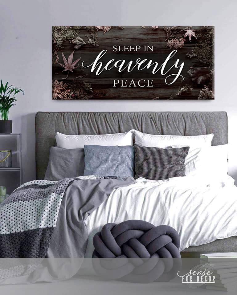 Exclusive Bedroom Wall Art: Sleep Peacefully (Wood Frame, Ready To Hang)