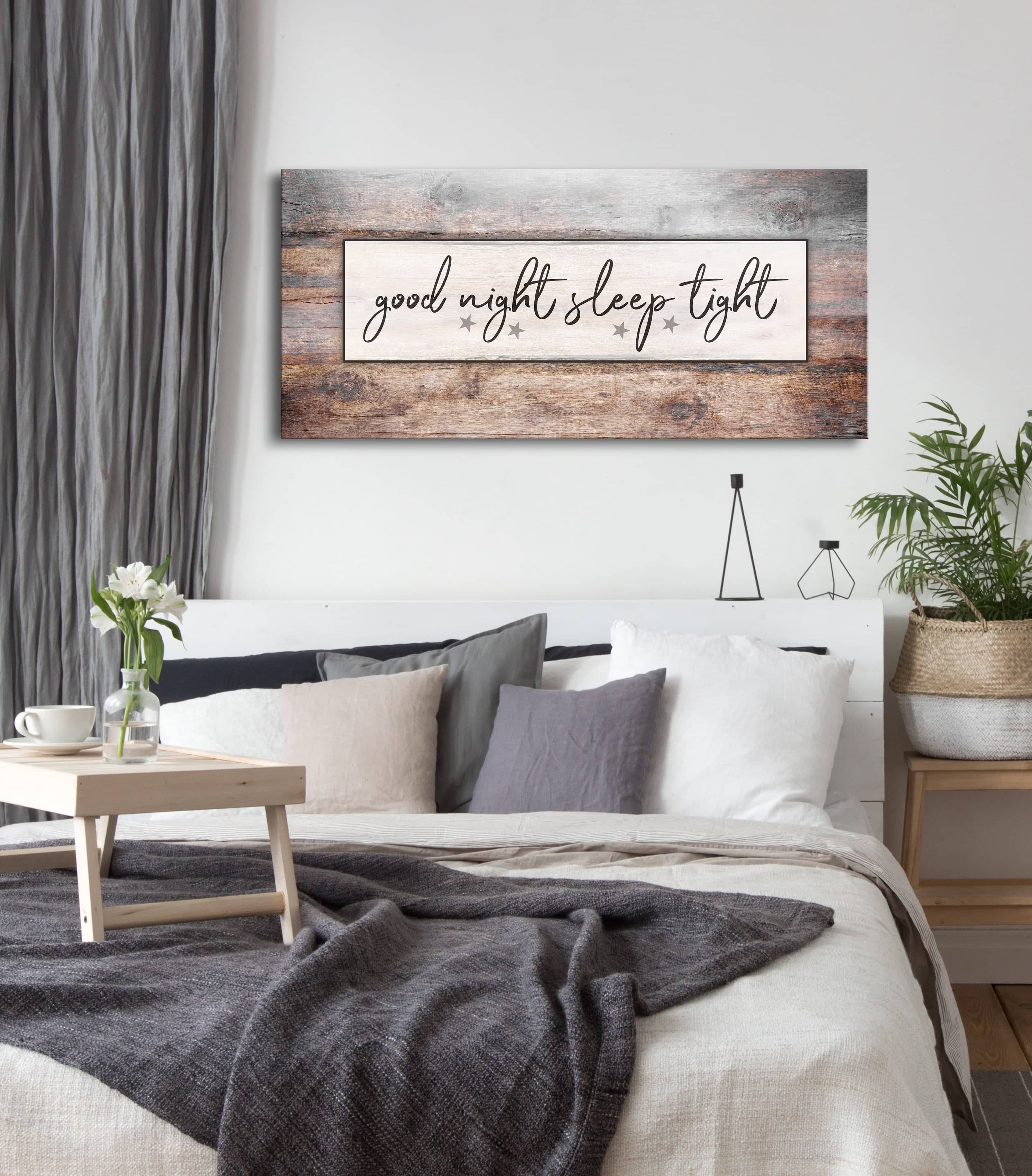 Exclusive Bedroom Wall Art: 'Good night Sleep tight' - Wood Frame, Ready To Hang! Buy 2, Save 20%