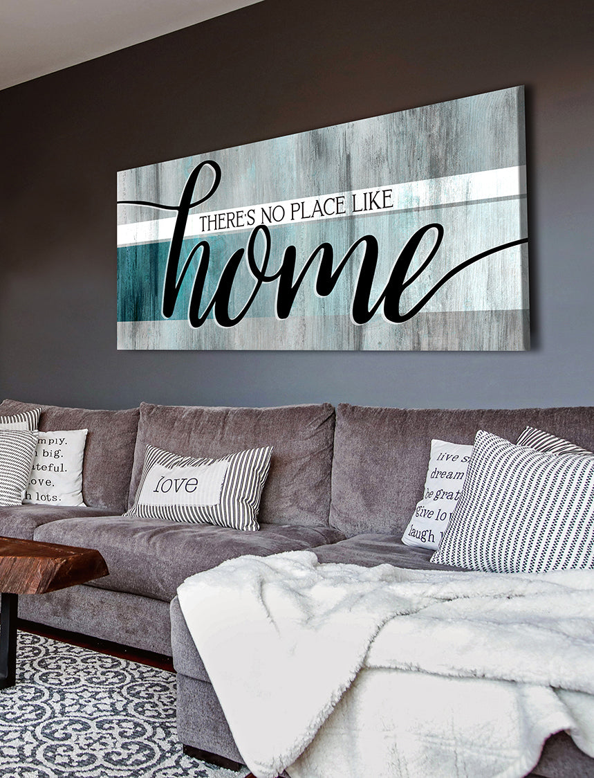 Exclusive Offer! Home Wall Art - 'There's No Place Like Home V9' with Wood Frame, Ready to Hang