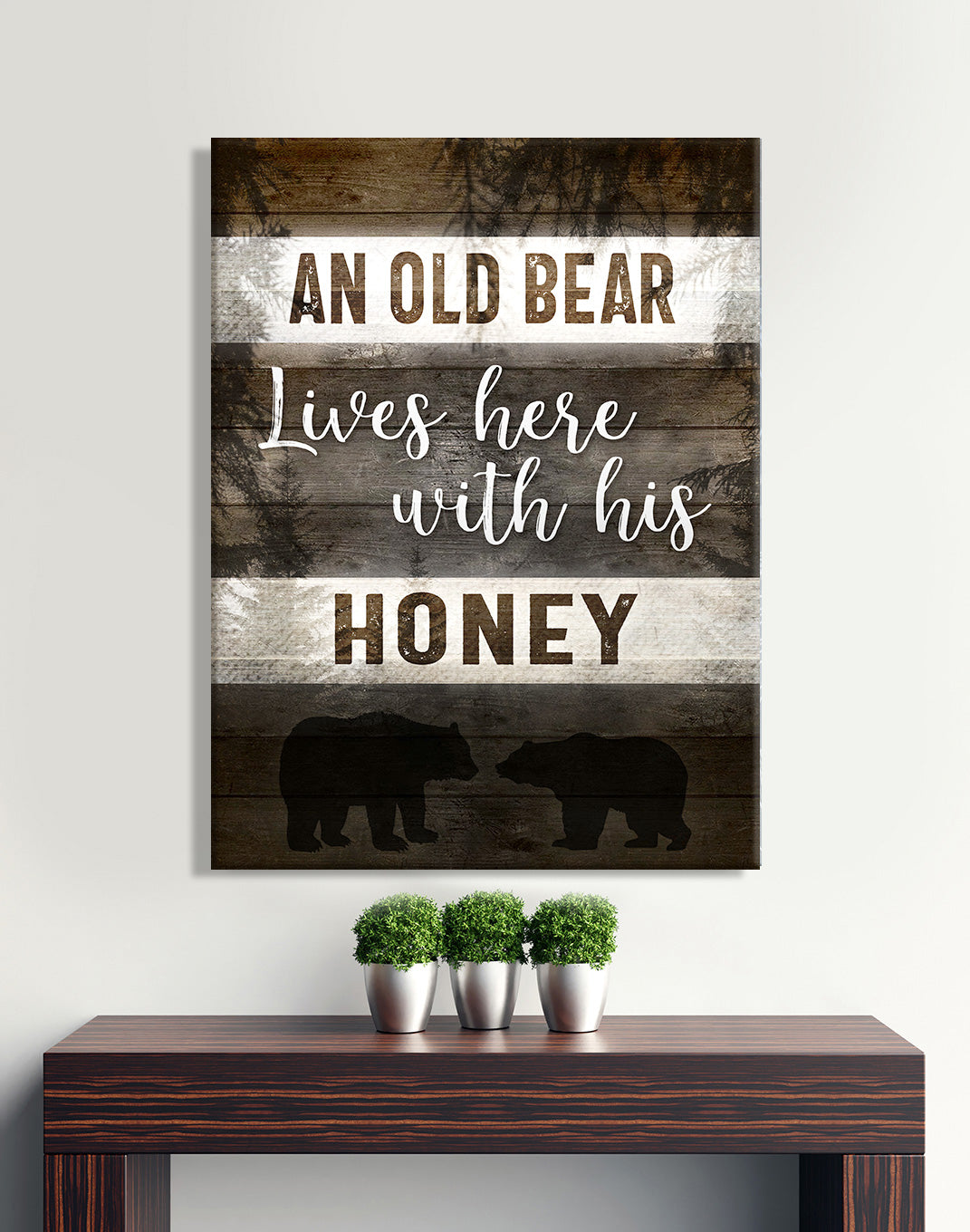 Hot Deal! Ready-to-Hang Wood Frame Home Wall Art - An Old Bear With His Honey