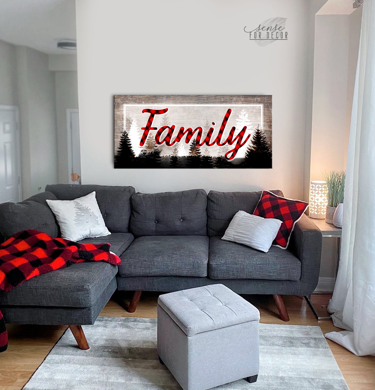 Hot Deal: Family Plaid Wall Art with Wood Frame, Ready to Hang