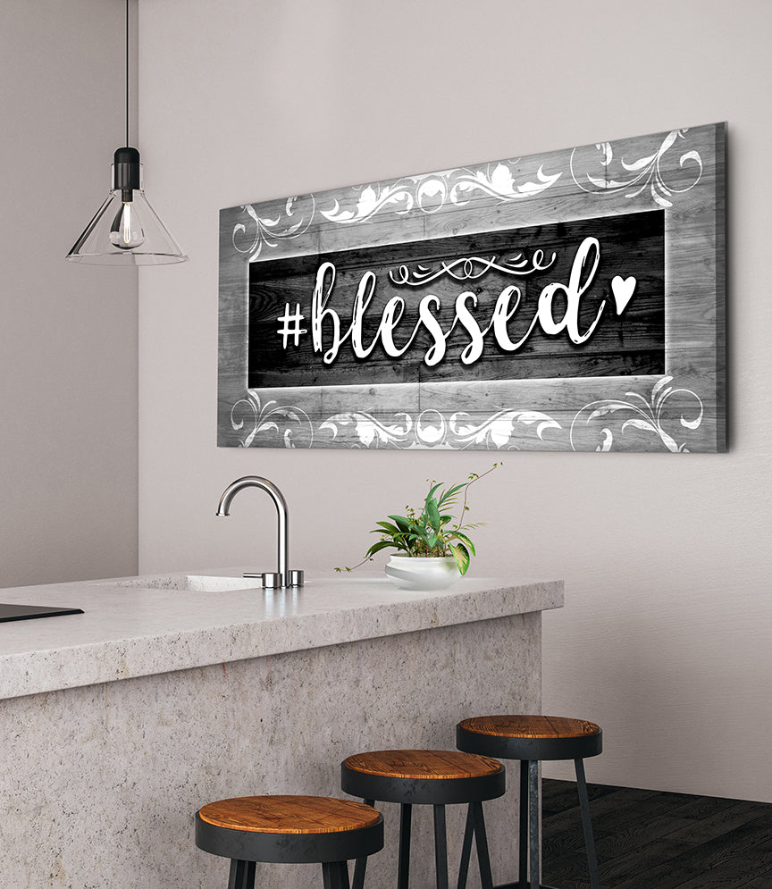 High - Quality Wood - Framed 'Hashtag Blessed' Christian Wall Art, Ready To Hang
