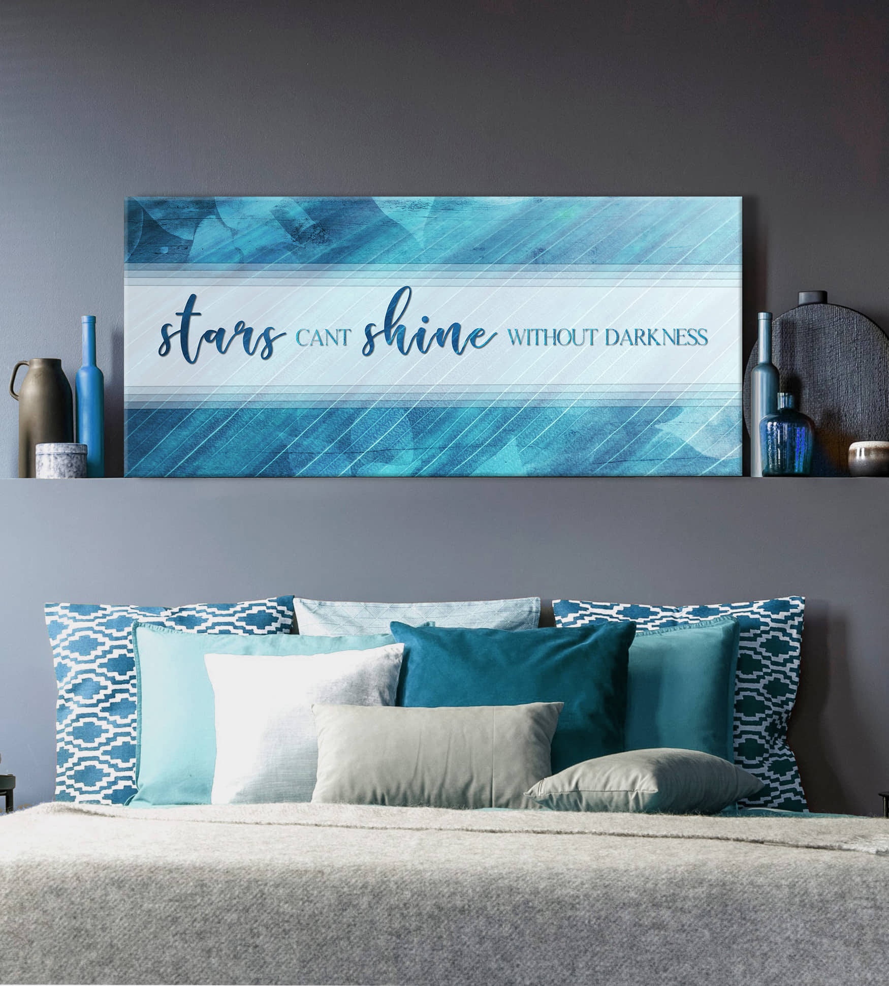 Hot Deal! Couples Wall Art - Stars Can't Shine V2 with Wood Frame, Ready to Hang