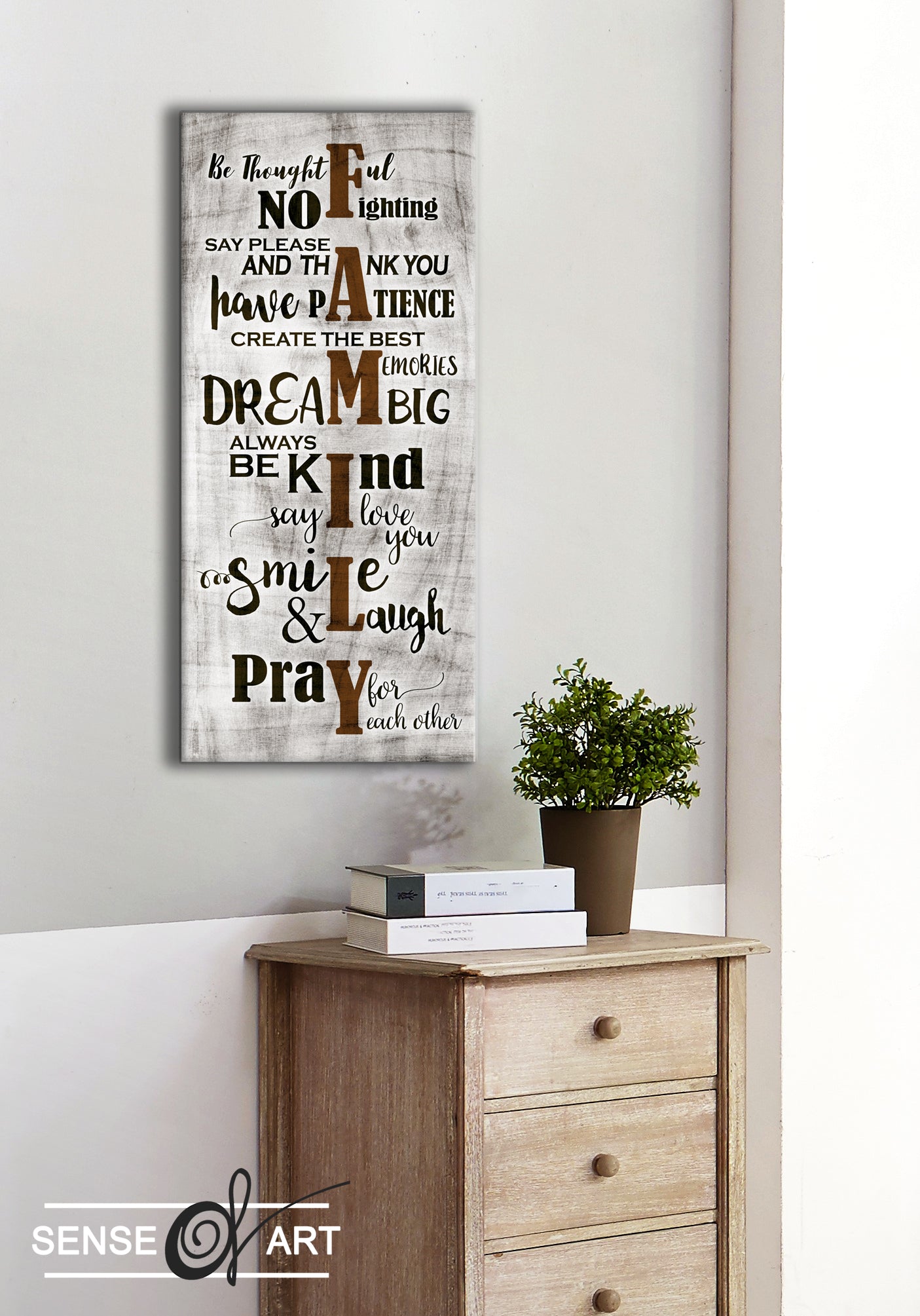 FAMILY SIGN Wall Art with Wood Frame - Ready to Hang! Buy 2, Save 20%