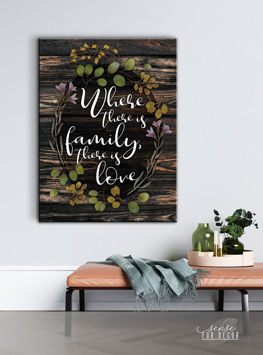 Family Wall Art V3: Wood Frame, Ready to Hang - Where Family Meets Love