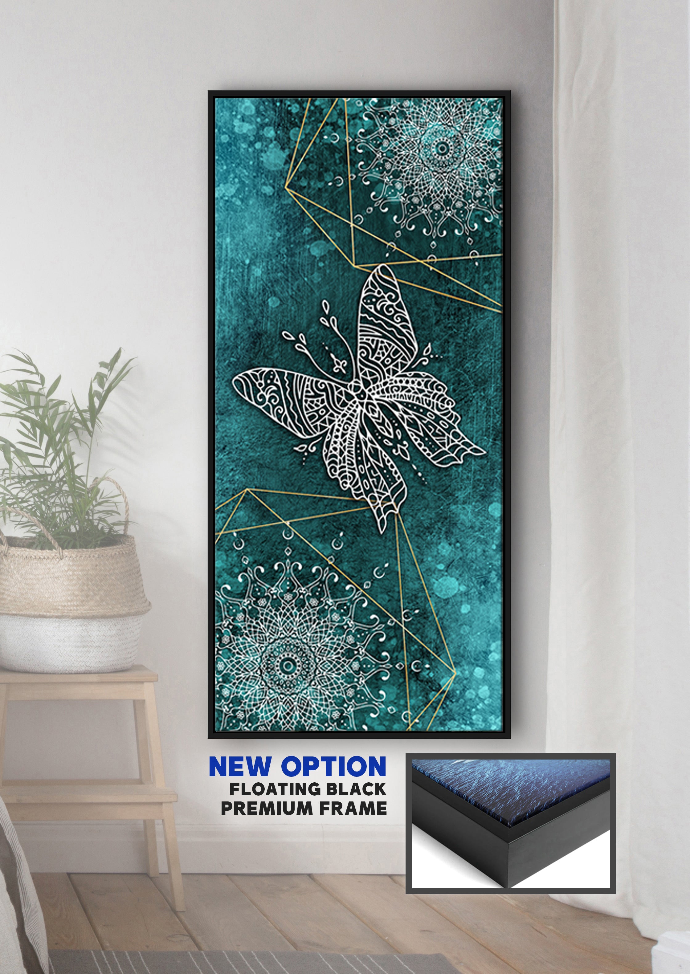 Exclusive Boho Butterfly Mandala V3 Wall Art with Wood Frame - Ready to Hang, Buy 2 Save 20%