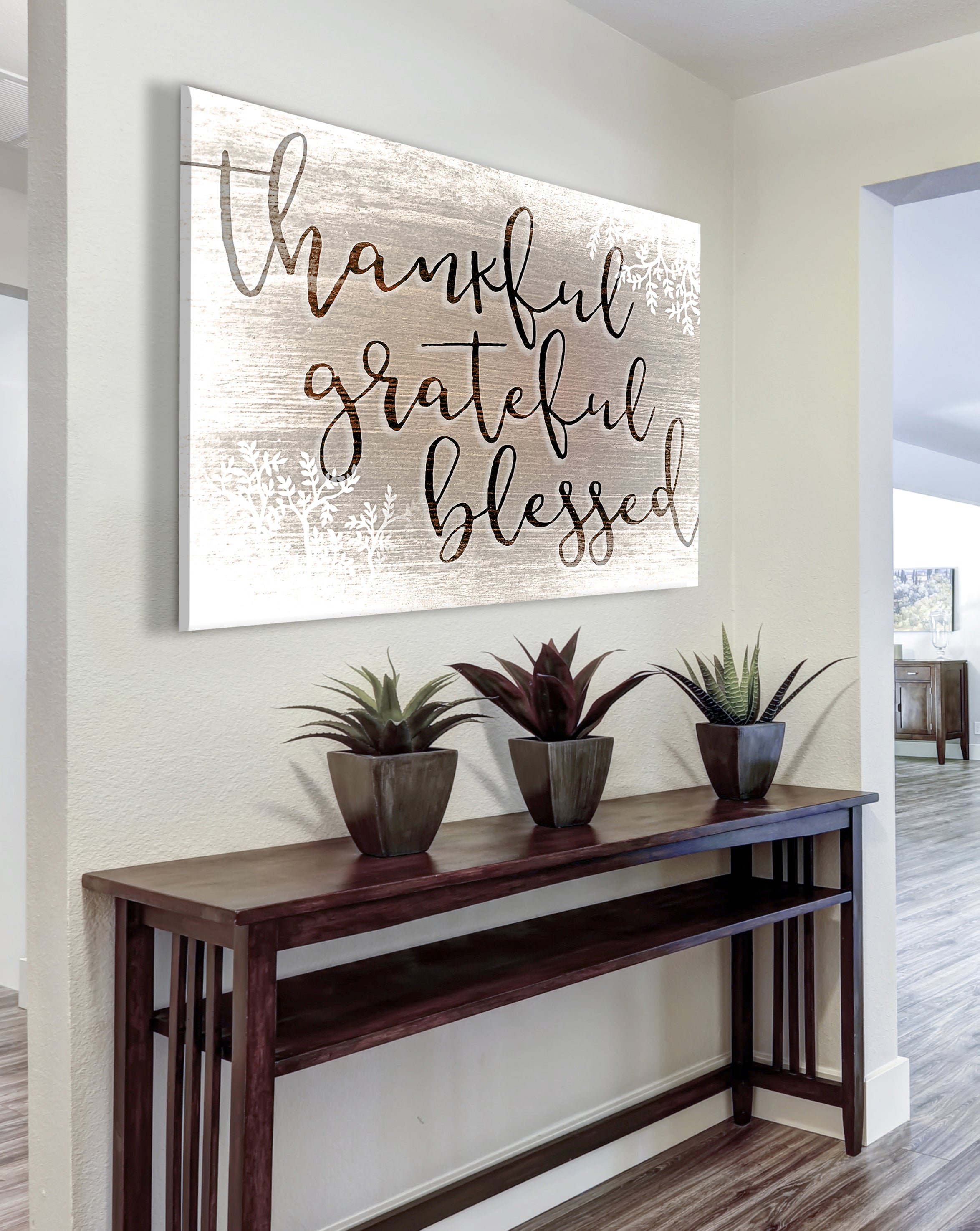 High - Quality Christian Wall Art: Thankful Grateful Blessed V6 with Wood Frame for Easy Hanging