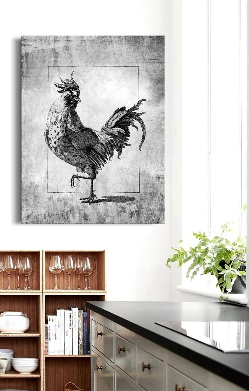 Limited-Time Offer! High-Quality Rooster Wall Art V2 with Wood Frame, Ready to Hang