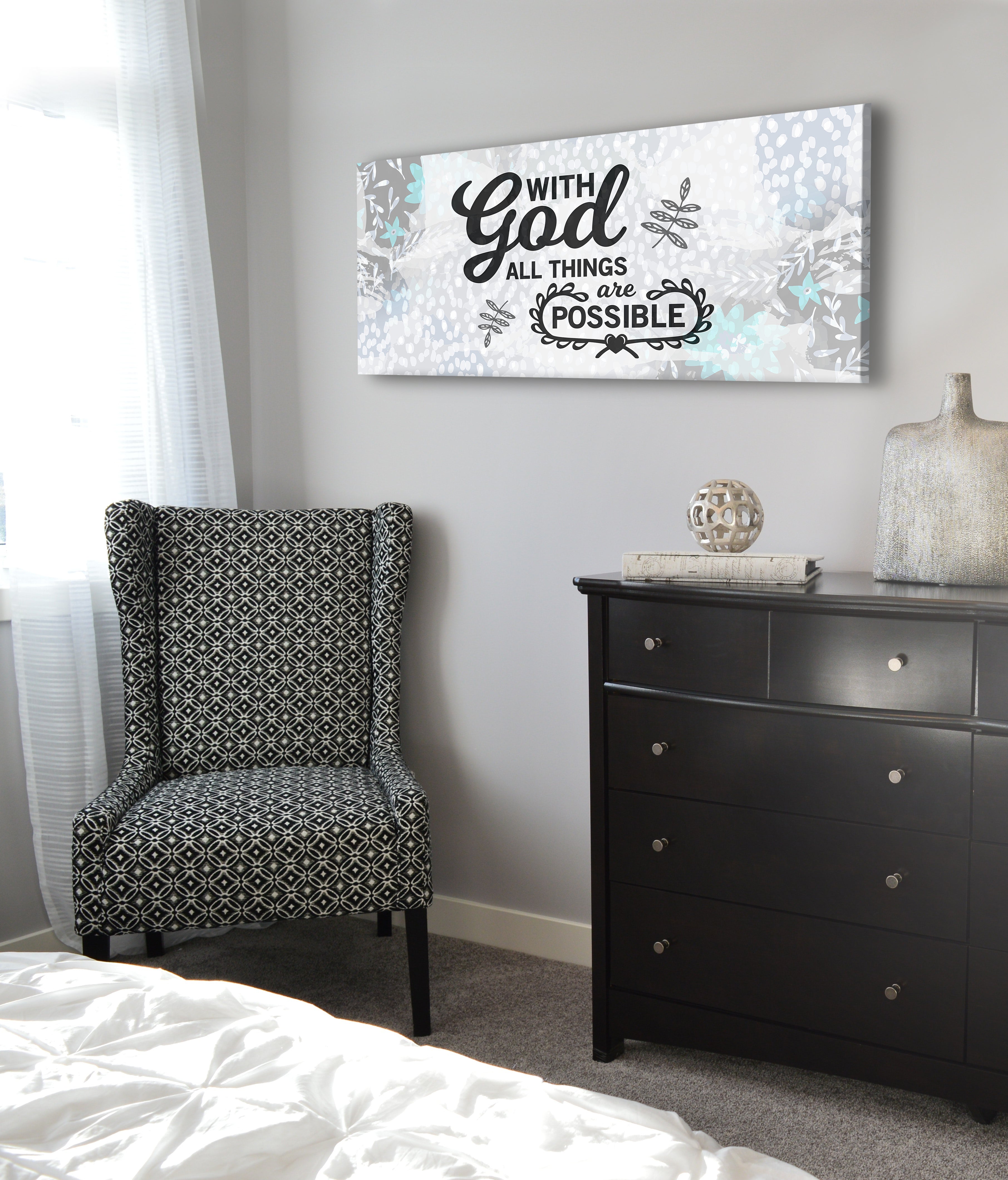 Christian Wall Art - 'With God All Things Are Possible' Wood Frame Ready-to-Hang, Buy 2 Save 20%