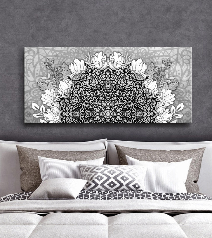 Ready-to-Hang Boho Mandala Wall Art V11 with Wood Frame