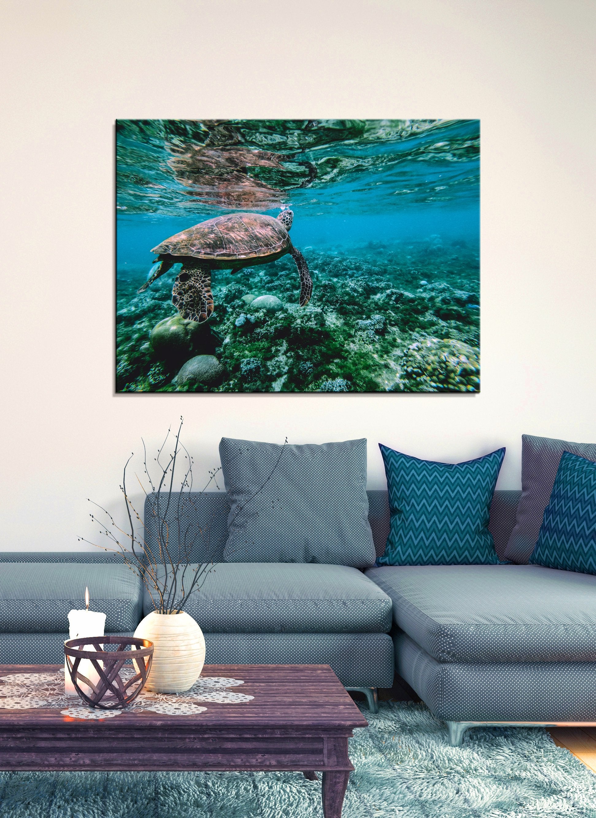 Hot Deal! Ready-to-Hang Sea Turtle Home Wall Art with Wood Frame