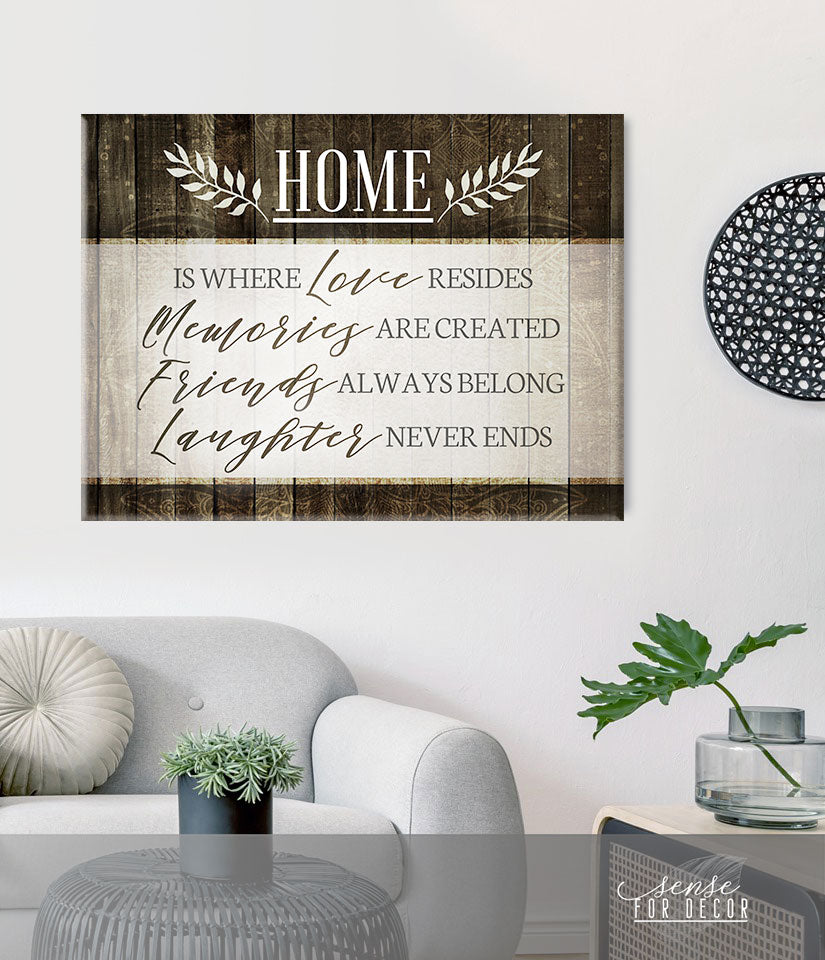 Exclusive Home Wall Art: 'Home is Where Love Resides' Wood Frame, Ready to Hang! Buy 2 Save 20%