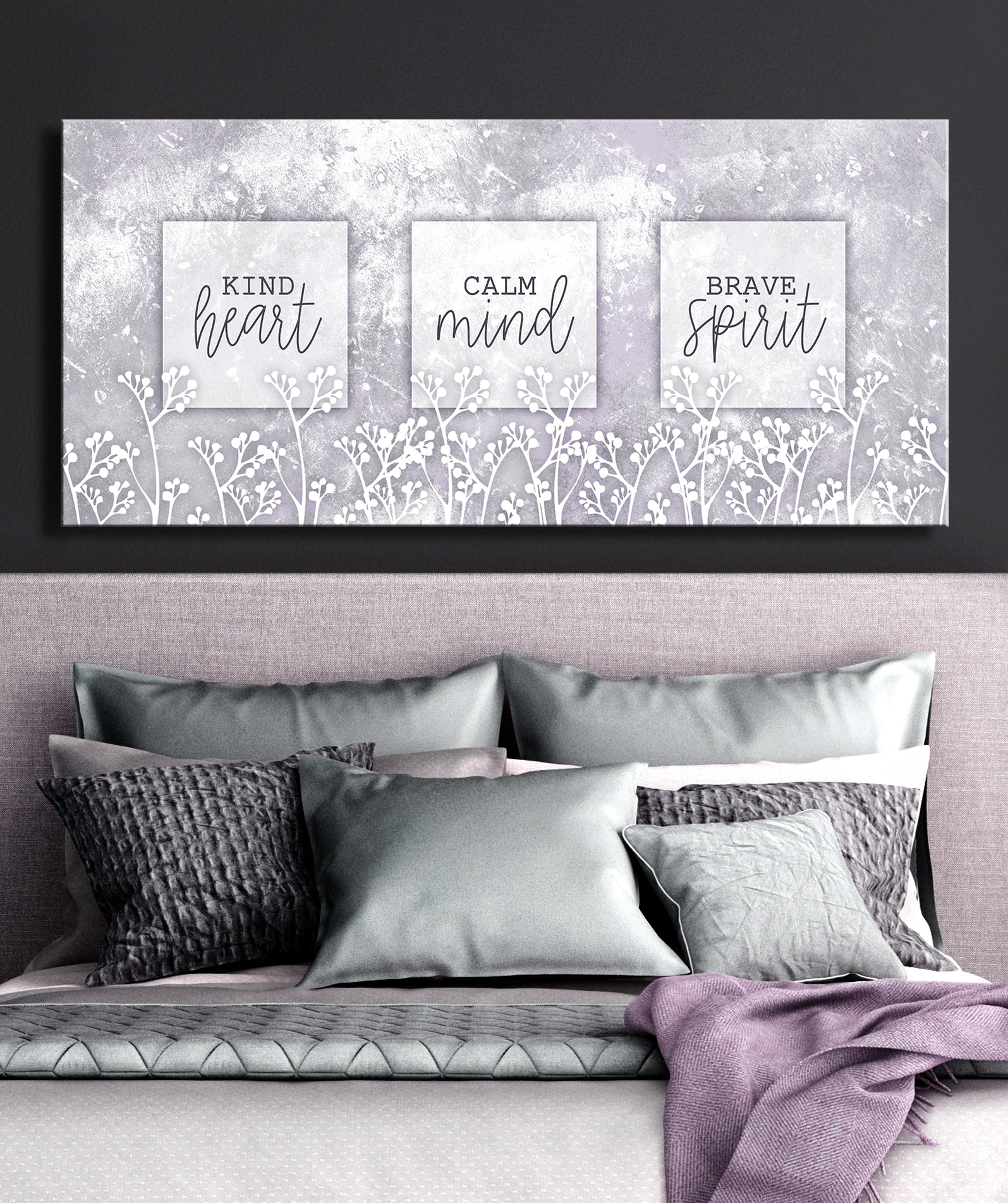 Hot Deal: Kind Heart Calm Mind Brave Spirit Wall Art (Wood Frame, Ready To Hang)