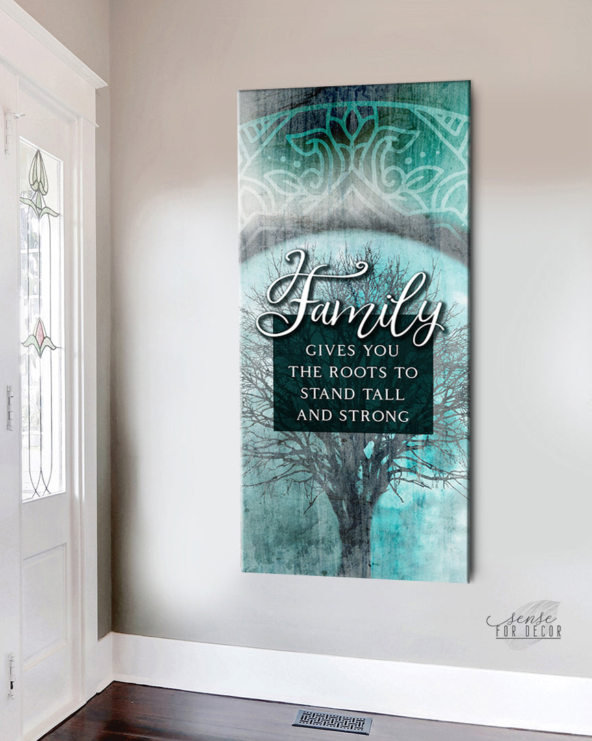Family Wall Art: Family Gives Roots - Wood Frame, Ready To Hang! Buy 2, Save 20%