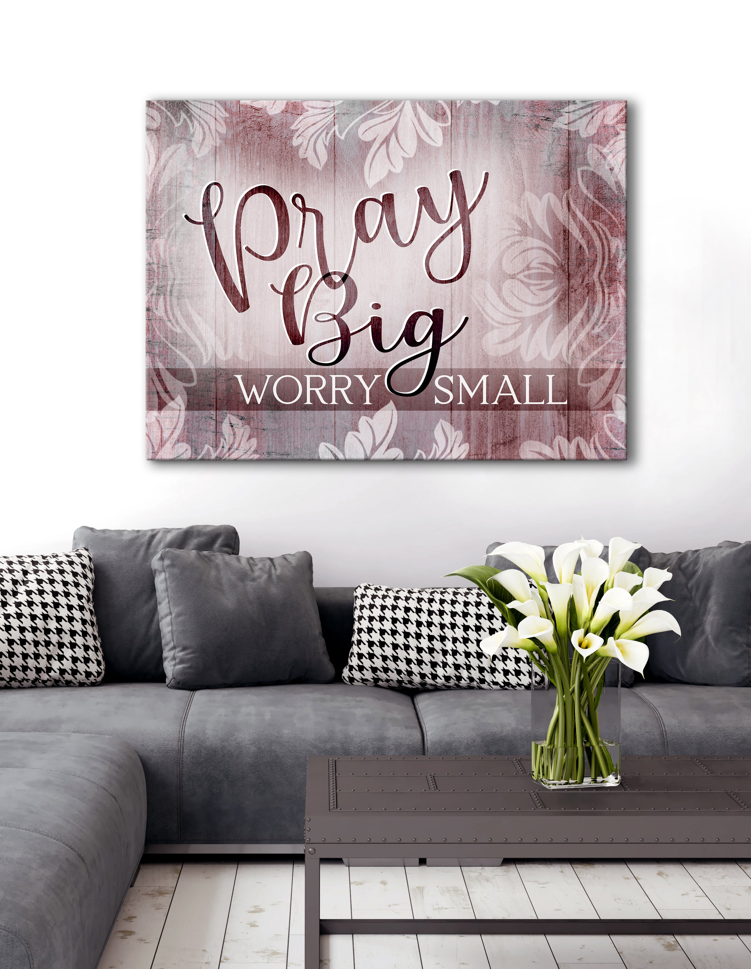 Hot Sale! Christian Wall Art - 'Pray Big Worry Small' with Wood Frame for Easy Hanging