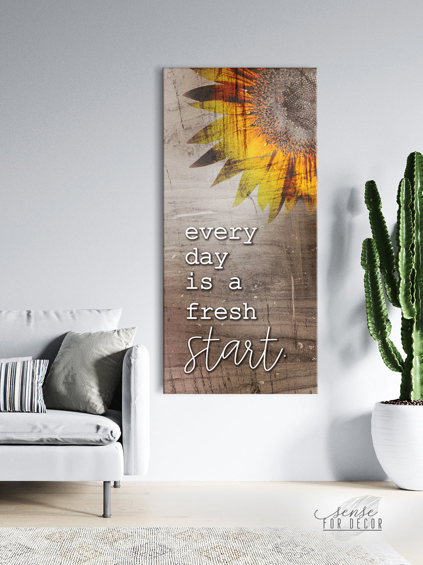 Hot Deal! Inspire Wall Art - Every Day a Fresh Start V3 with Wood Frame, Ready to Hang