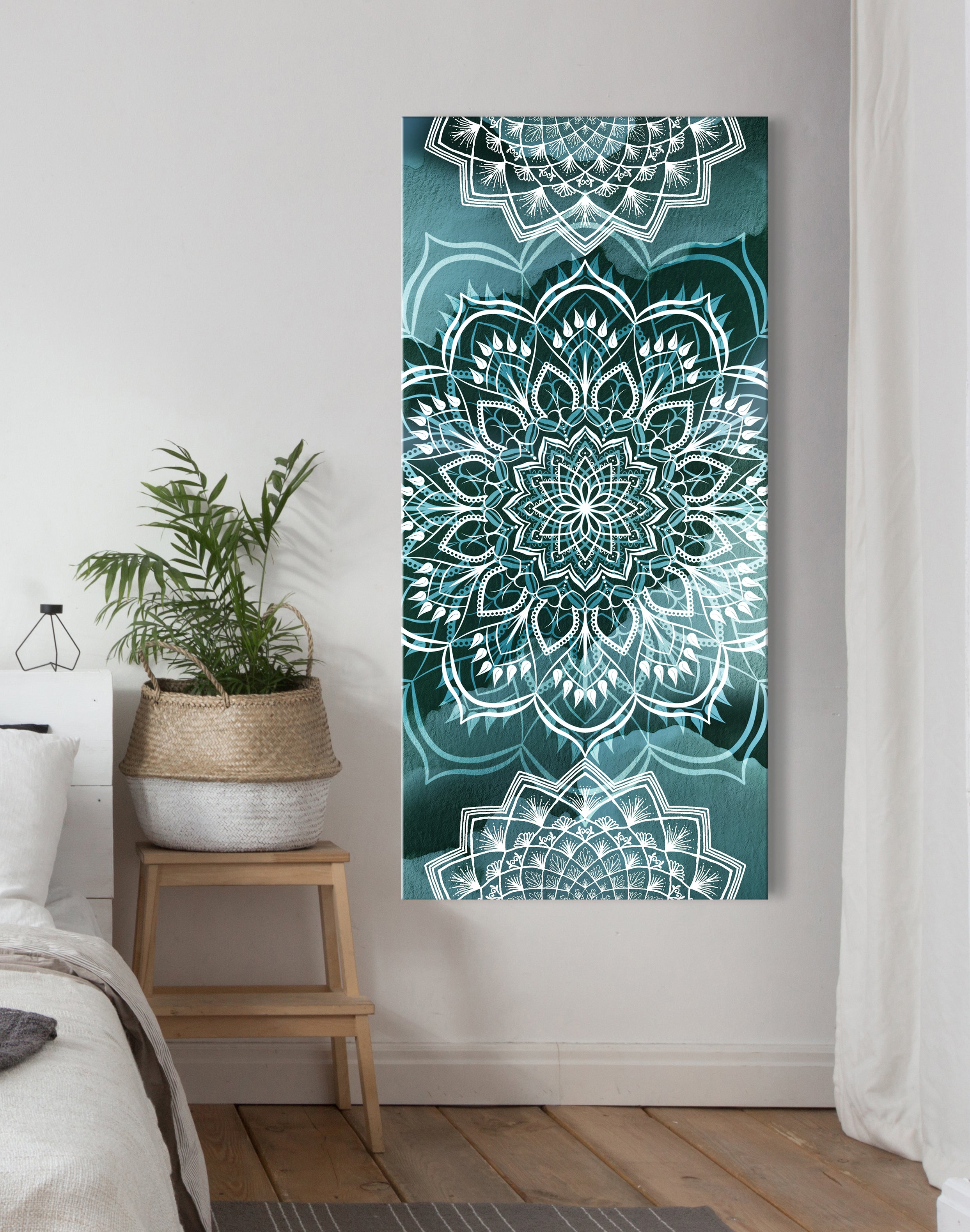 Boho Mandala Wall Art with Wood Frame - Ready to Hang! Buy 2, Save 20%