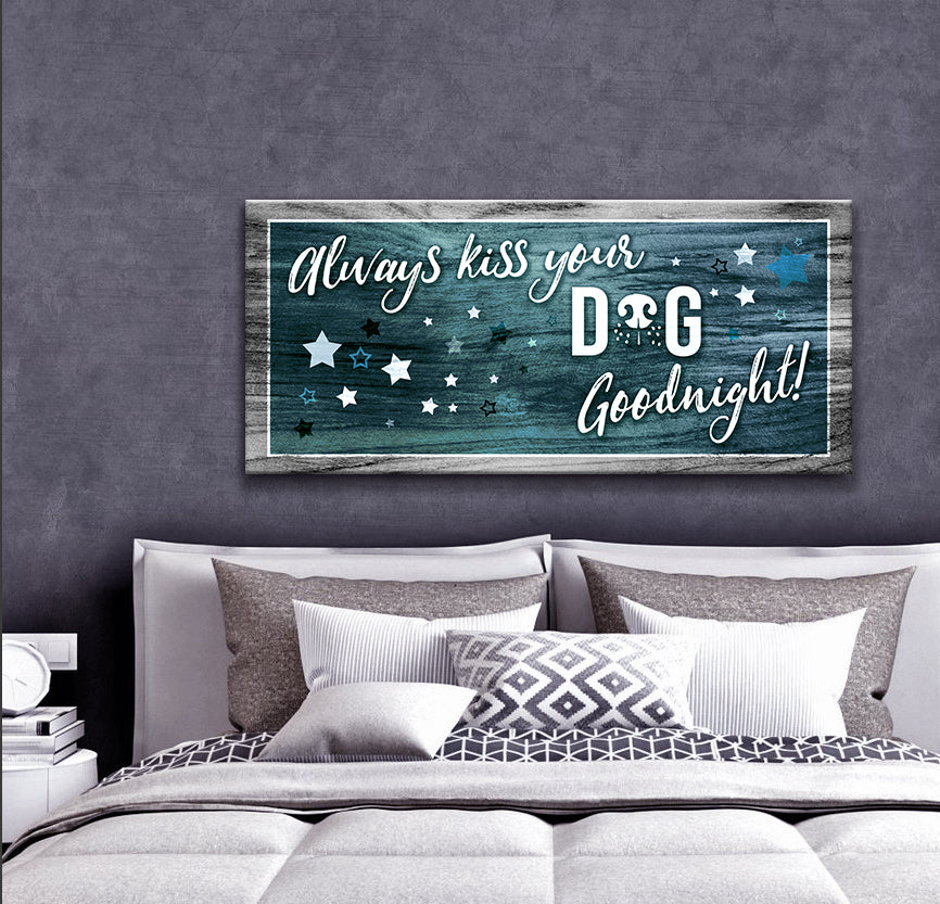 Hot Deal! Pet Wall Art - 'Always Kiss Your Dog Goodnight' with Wood Frame, Ready to Hang