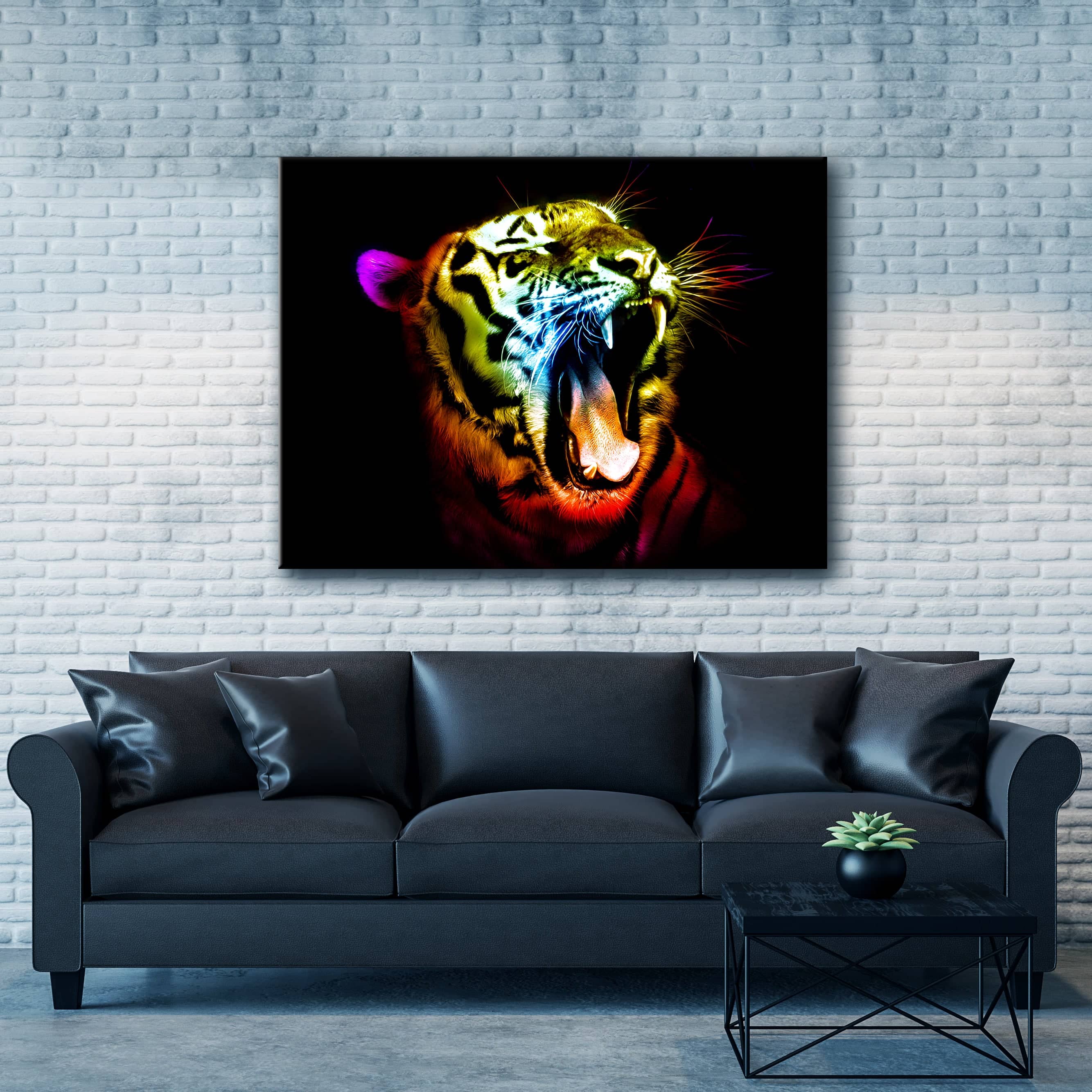 Exclusive Tiger Face Animal Wall Art with Wood Frame, Ready to Hang - Buy 2 Save 20%