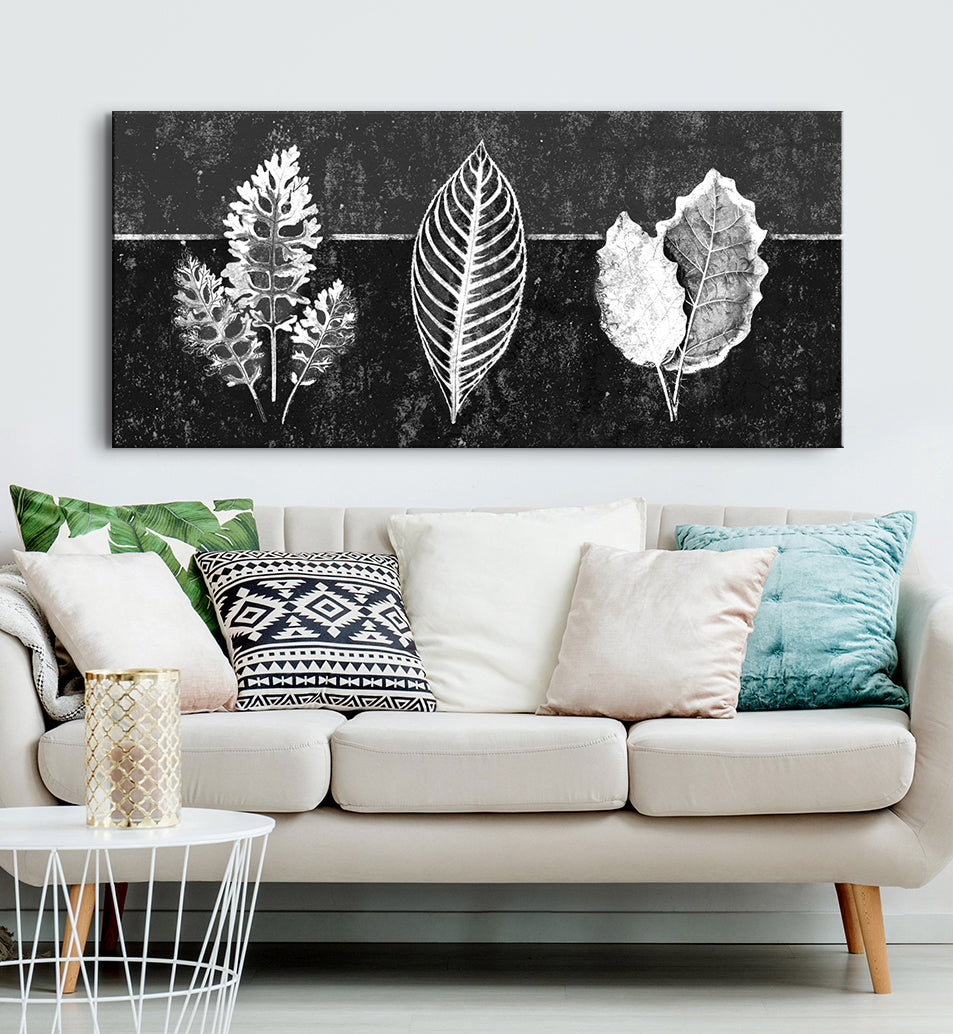 Ready-to-Hang Three Leaves Botanical Wall Art with Wood Frame for Home Decor