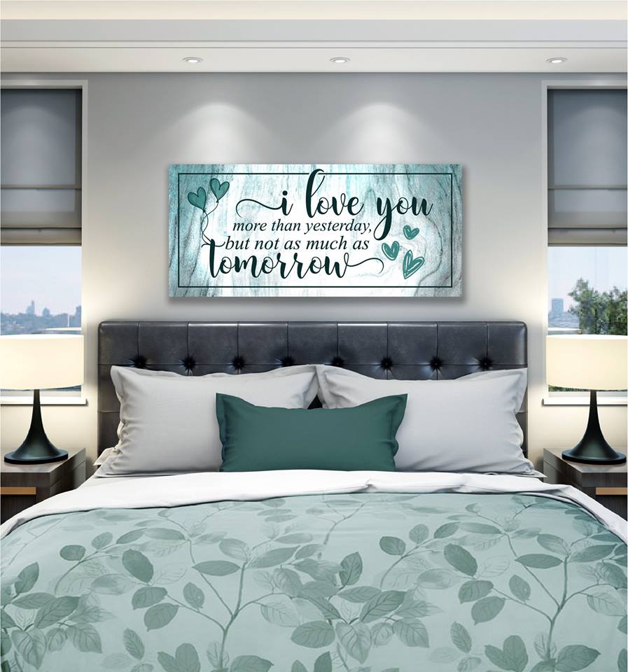 Exclusive Couples Wall Art: 'I Love You More Than Yesterday' - Wood Frame, Ready To Hang, Buy 2 Save 20%