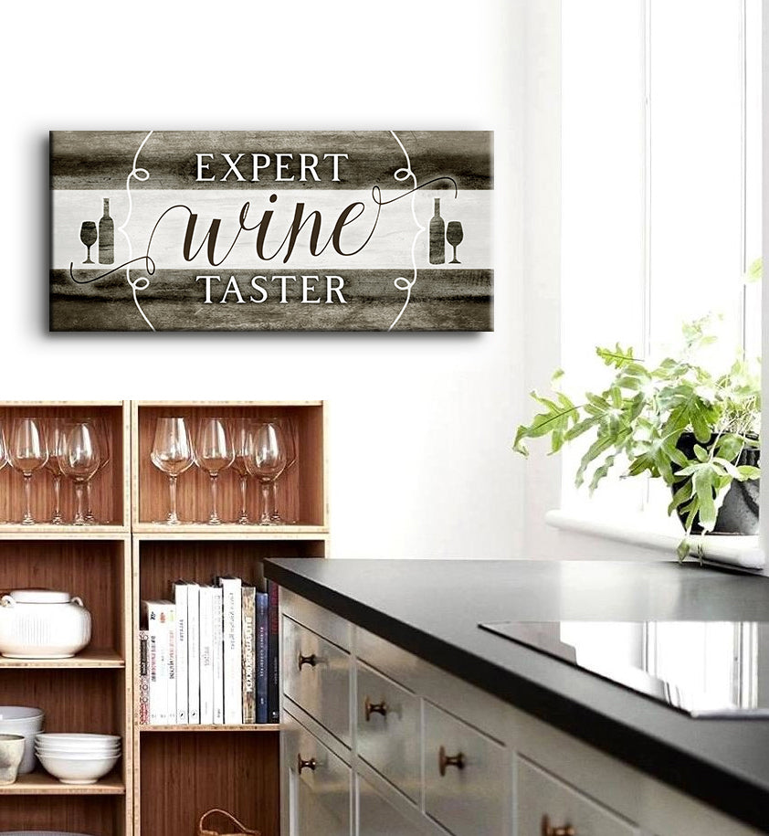 Ready-To-Hang Wood Framed Wine Wall Art for Expert Wine Testers