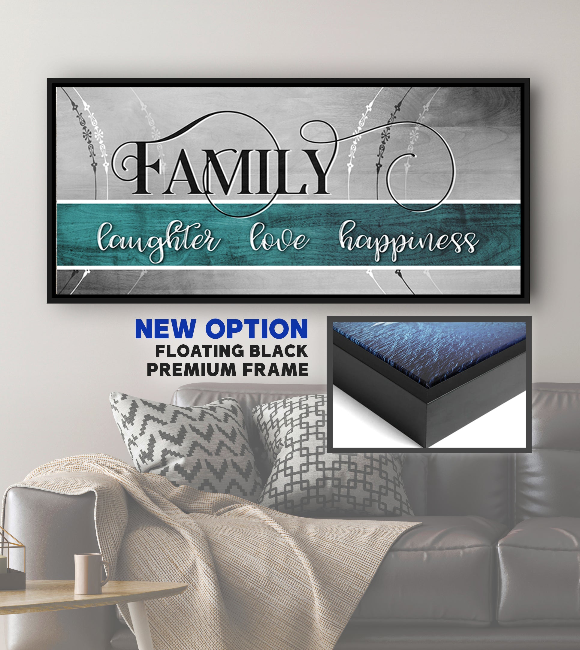 Exclusive Family Wall Art: Family Laughter, Love & Happiness - Wood Frame, Ready To Hang! Buy 2 Save 20%