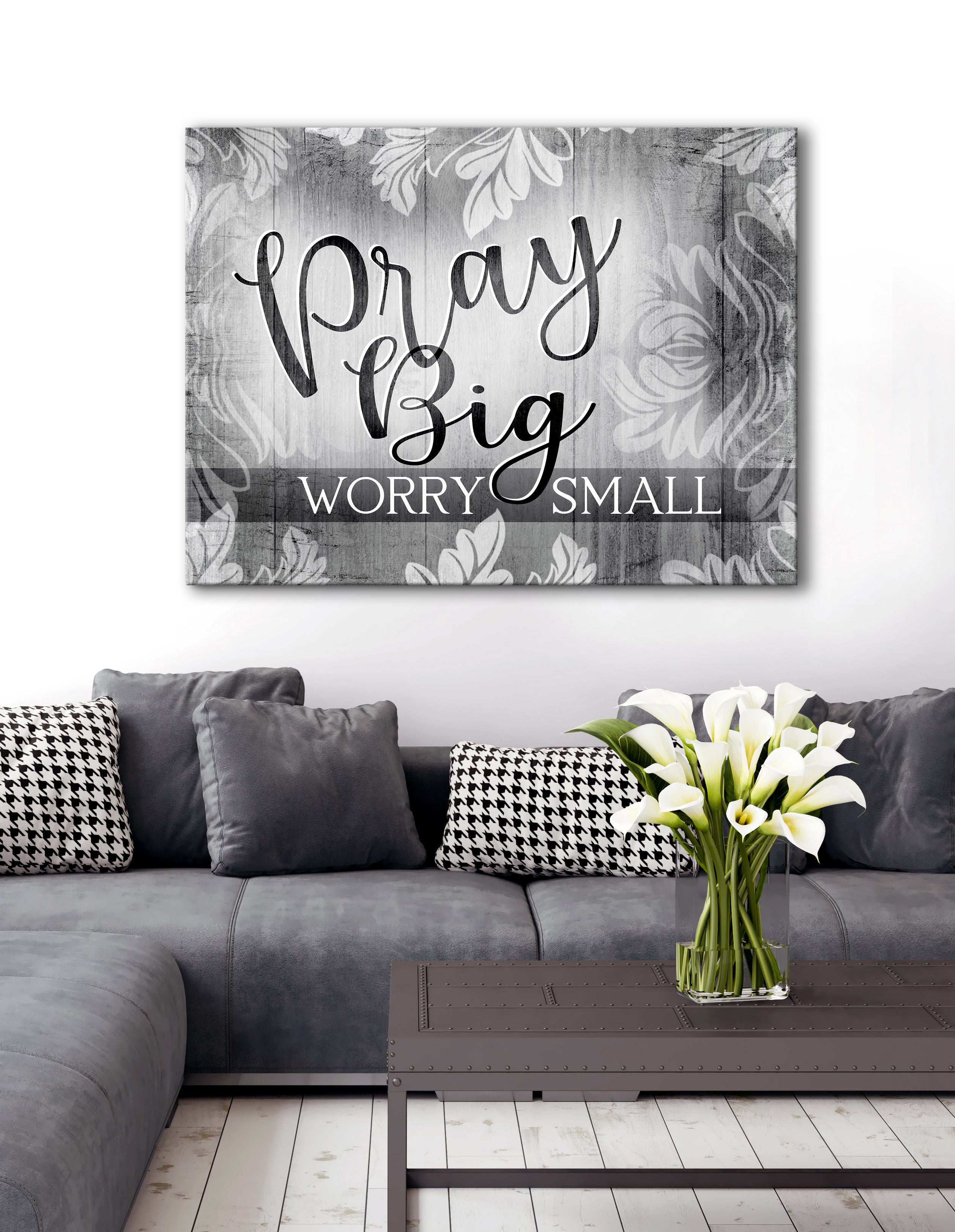 Hot Sale! Christian Wall Art - 'Pray Big Worry Small' with Wood Frame for Easy Hanging