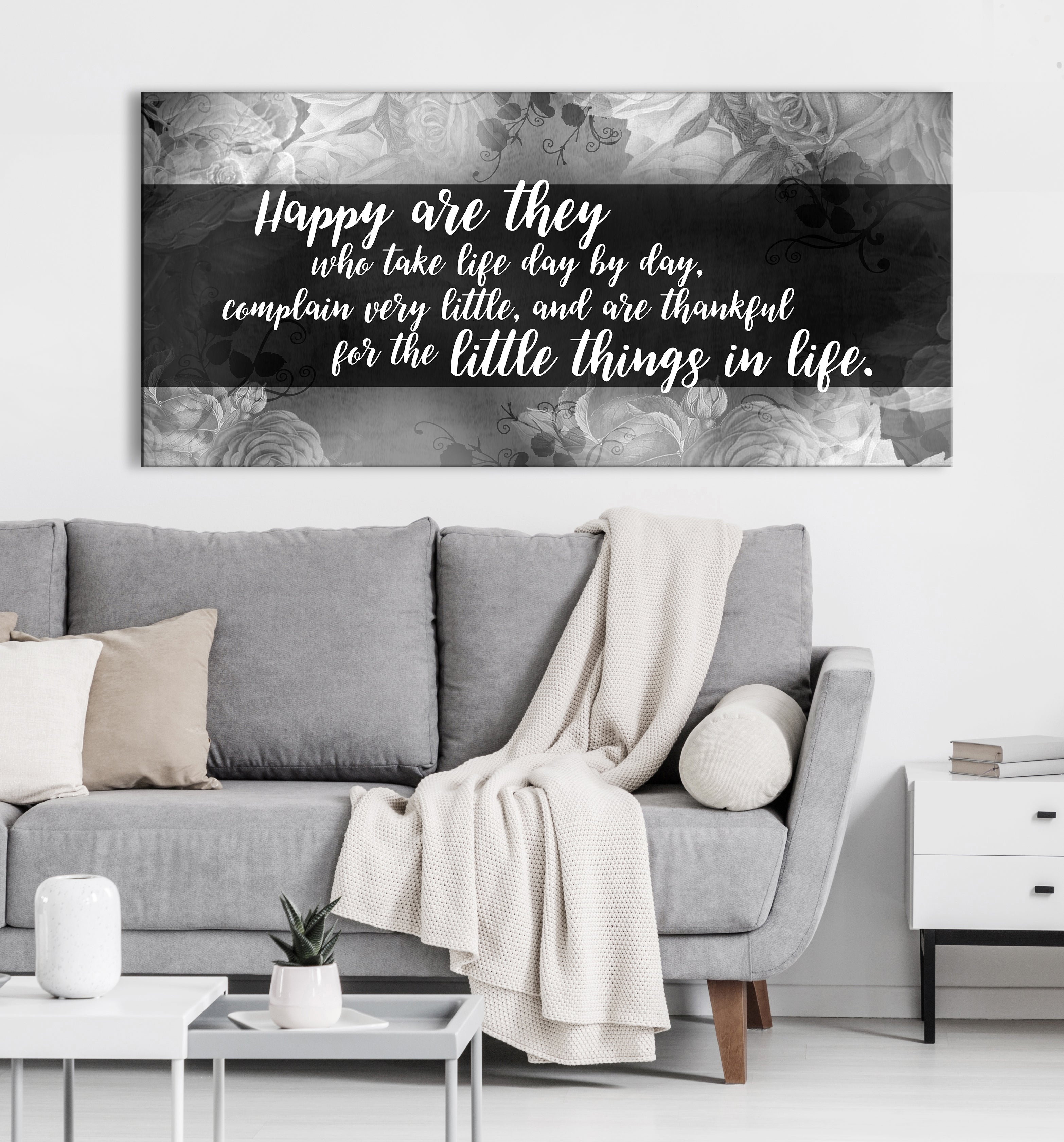 High - Quality Wood - Framed Wall Art: 'Happy Are They Who Take Life' Ready to Hang