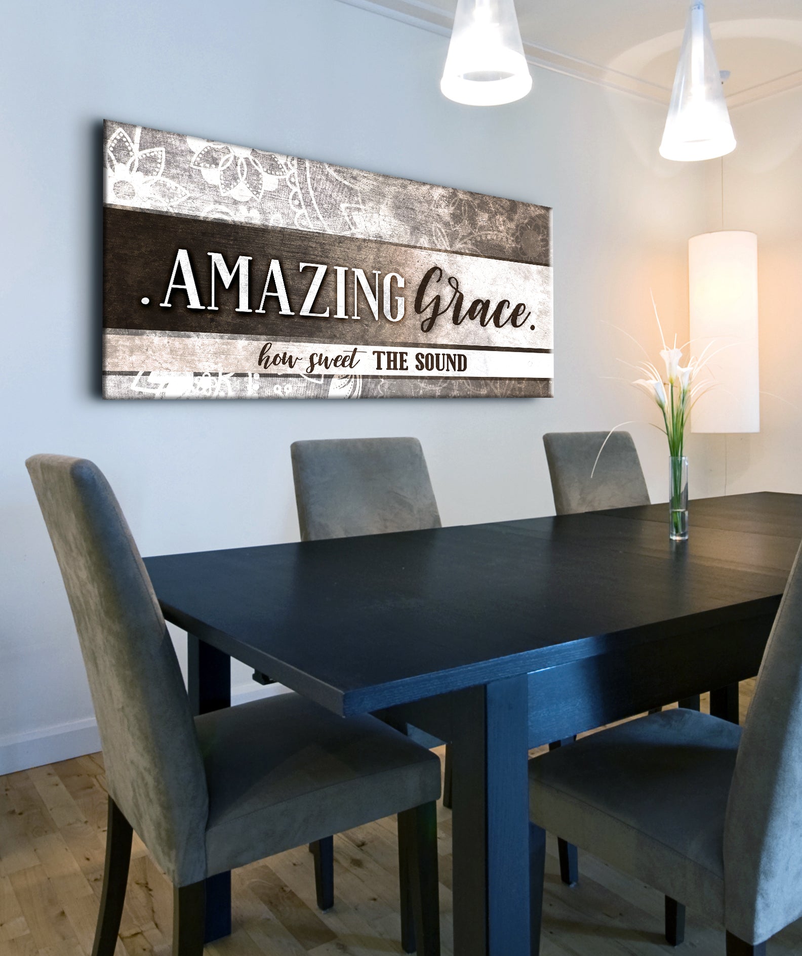 Stunning Christian Wall Art: 'Amazing Grace' in Wood Frame, Ready to Hang