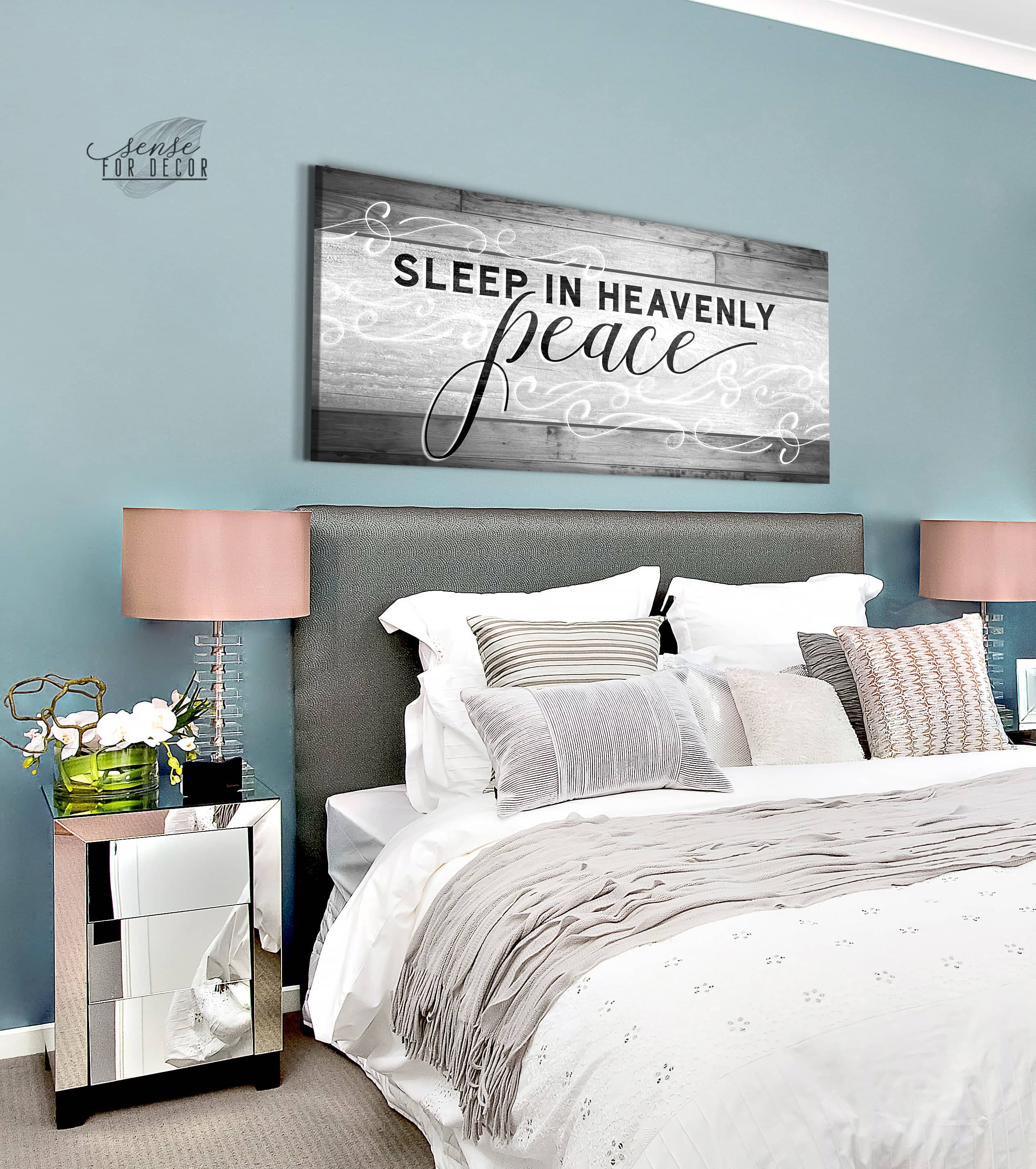Heavenly Peace Bedroom Wall Art V2: High - Quality Wood Frame, Ready to Hang