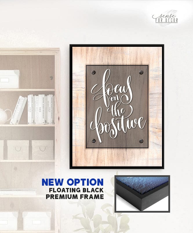 Ready-to-Hang Inspiring Wall Art with Wood Frame: Focus on Positivity