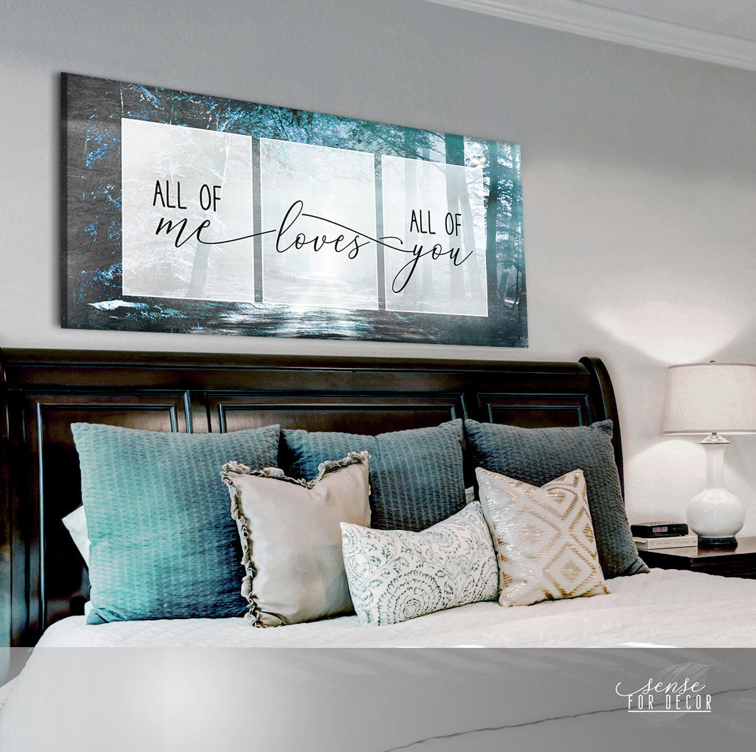 Exclusive Offer! Couples Wall Art - 'All Of Me Loves All Of You' v11 with Wood Frame, Ready To Hang