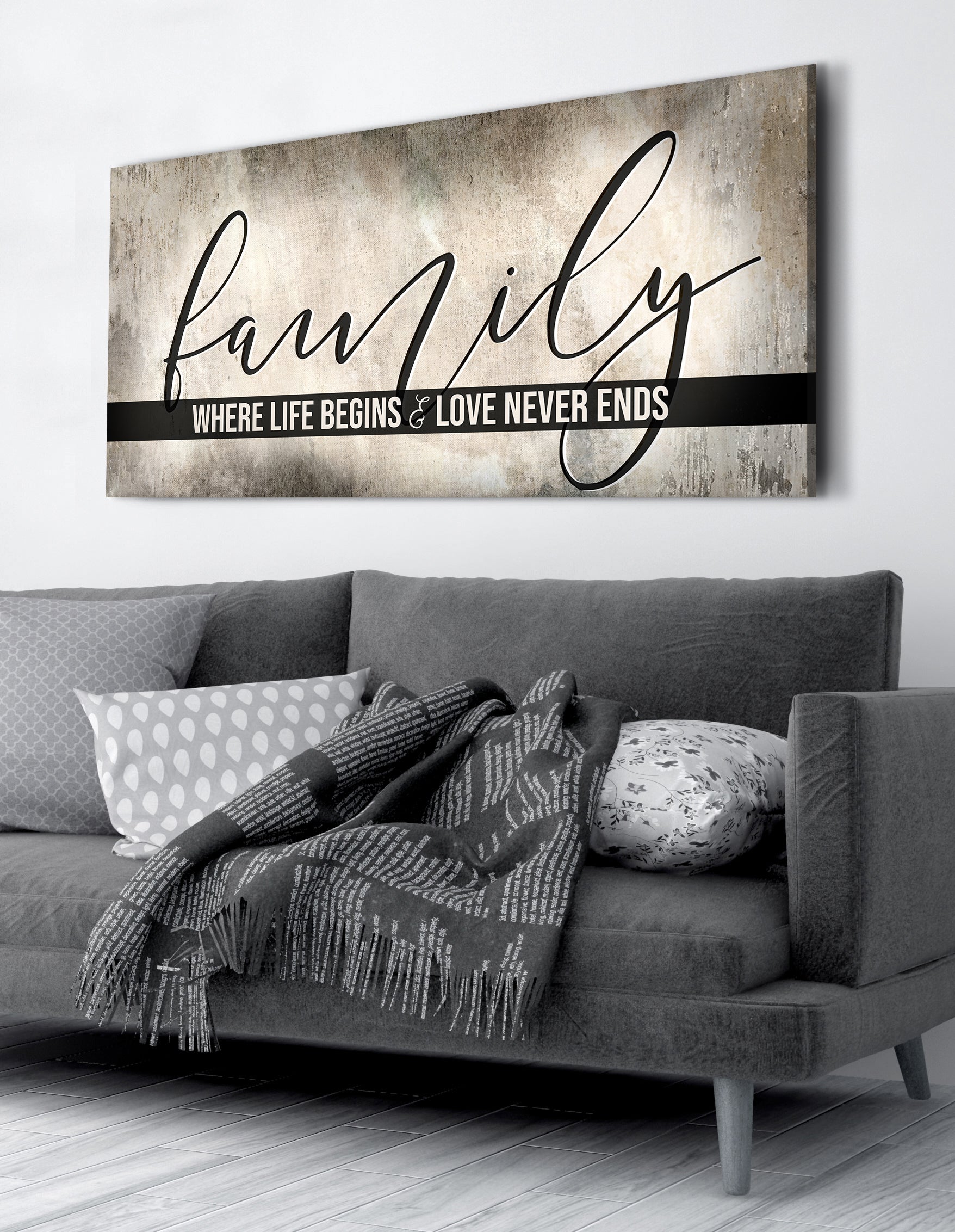 Exclusive Family Wall Art - Family Where Life Begins V9 with Wood Frame, Ready to Hang! Buy 2 Save 20%
