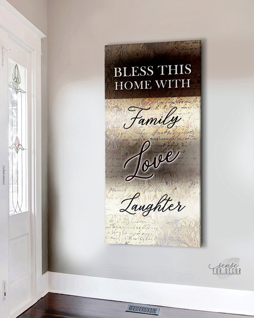 Exclusive! Bless This Home Wall Art with Family Love (Wood Frame, Ready to Hang)