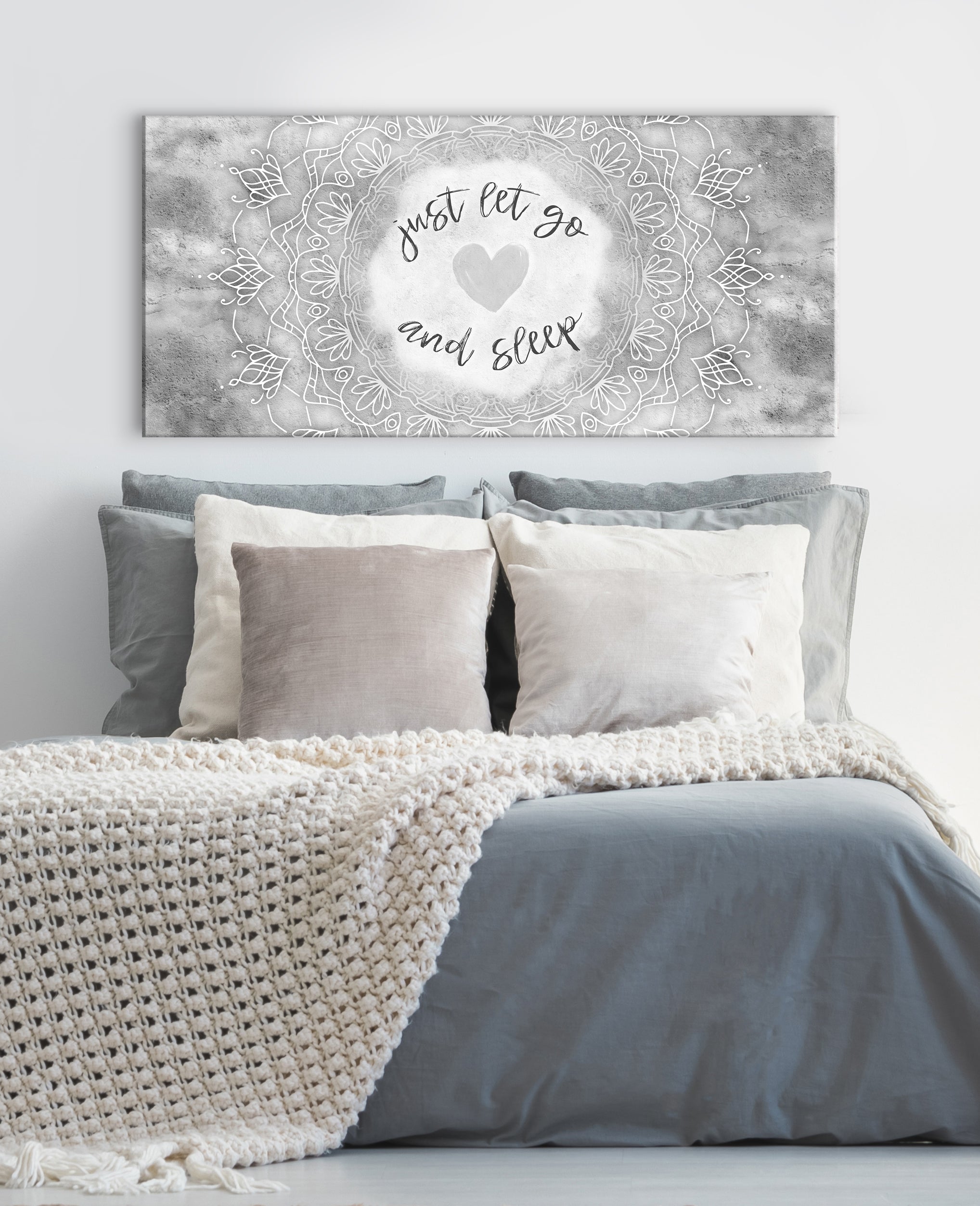 Boho Wall Art 'Just Let Go and Sleep' - Wood Frame, Ready to Hang! Buy 2, Save 20%
