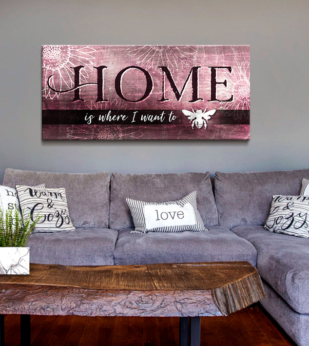 High - Quality Wood - Framed Wall Art: Home is Where I Want to BEE (Ready to Hang)