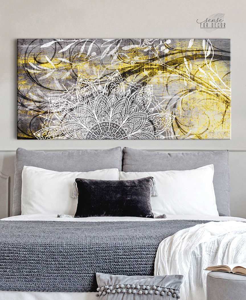 Hot Deal! Boho Mandala Swirls Home Wall Art with Wood Frame, Ready to Hang