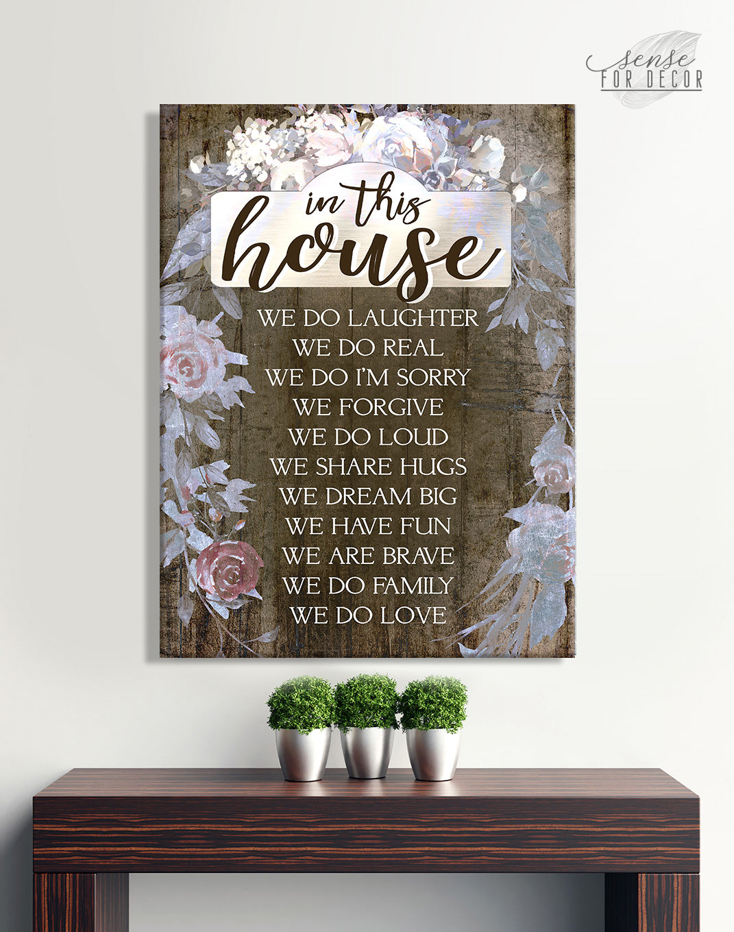 Exclusive! Home Wall Art: In This House V2 - Wood Frame, Ready To Hang