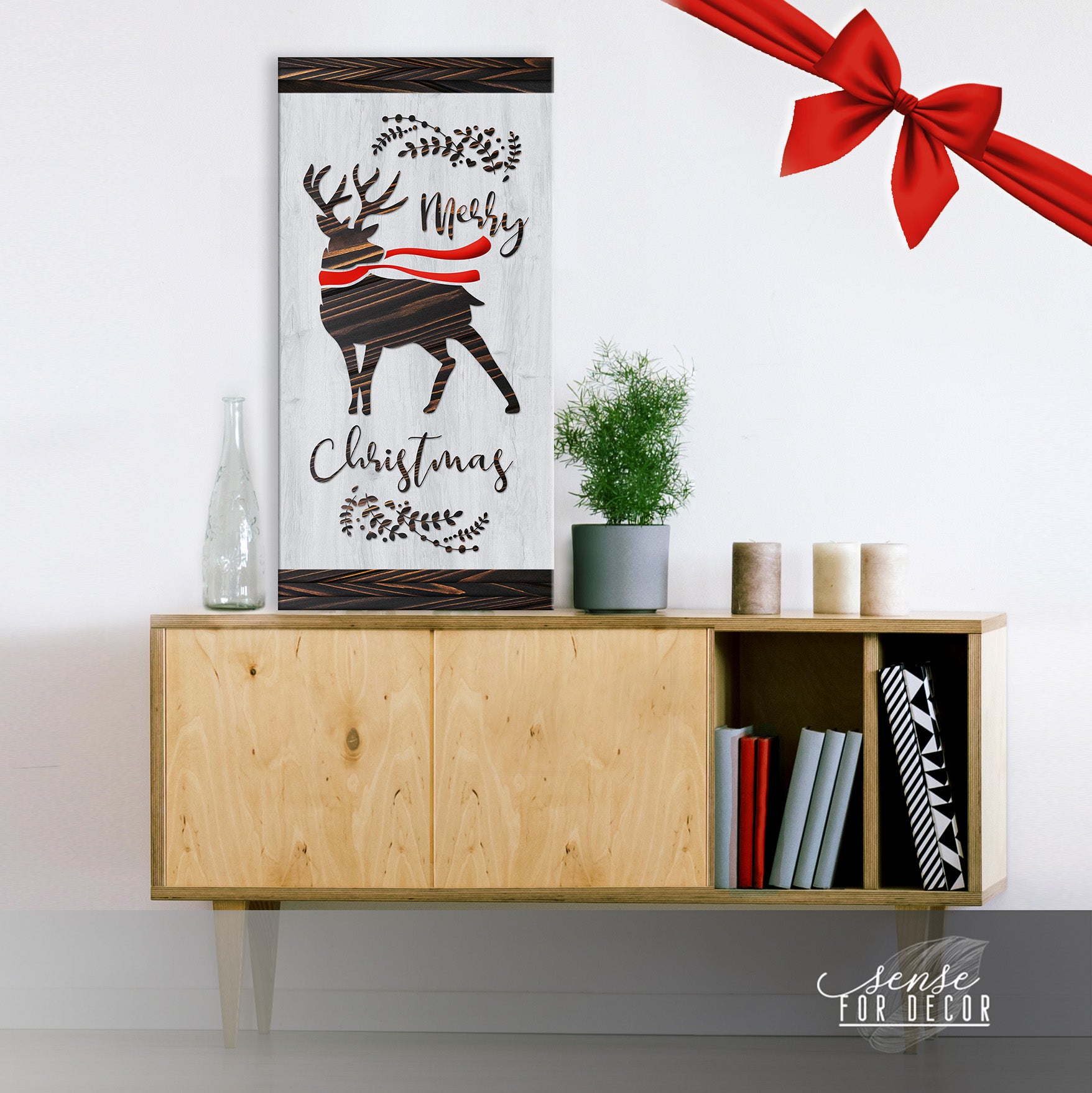 Limited Time Offer! Merry Xmas Holiday Wall Art with Wood Frame, Ready to Hang