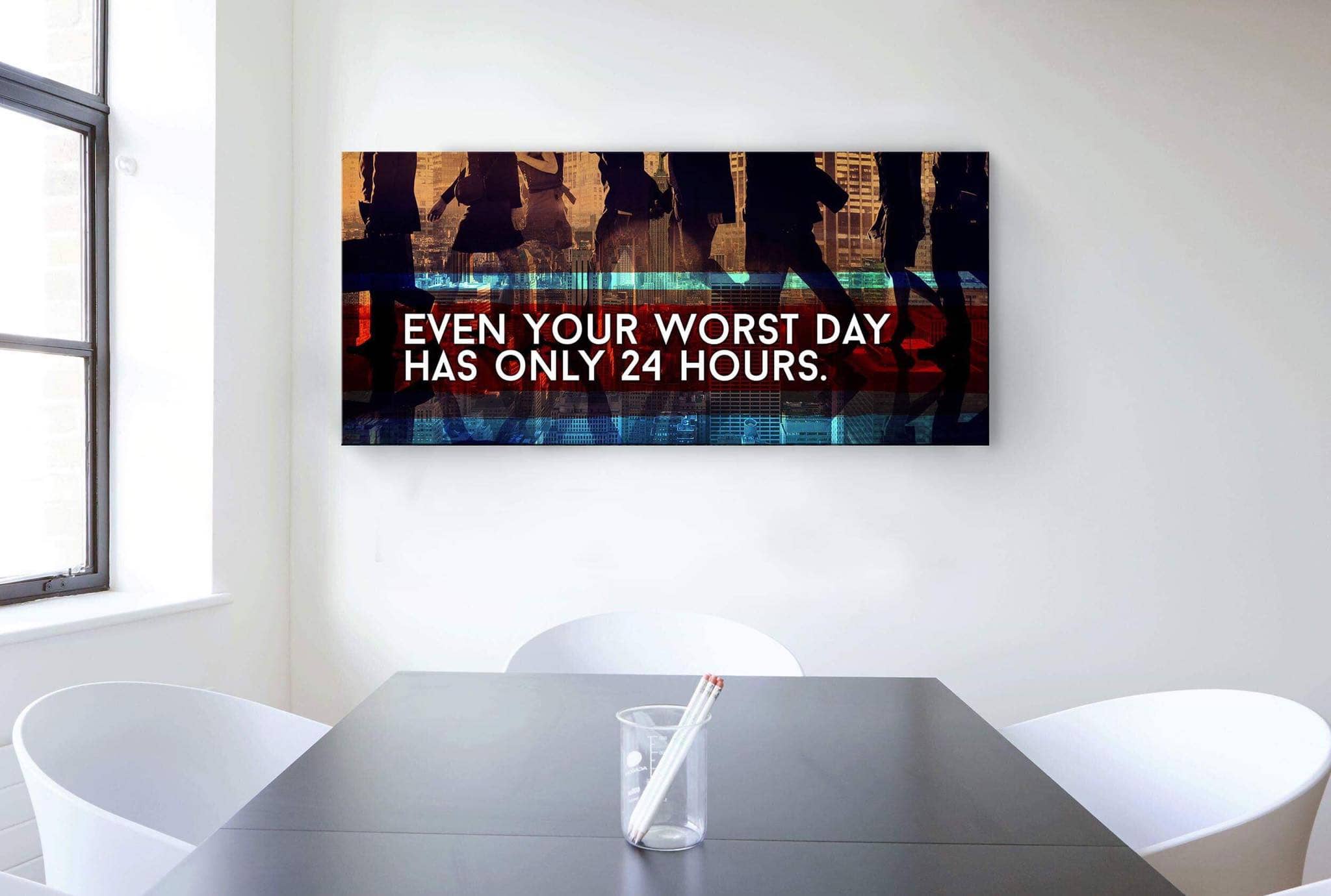 Business Wall Art: Every Bad Day Has 24 Hours (Wood Frame, Ready To Hang) - Buy 2 Save 20%